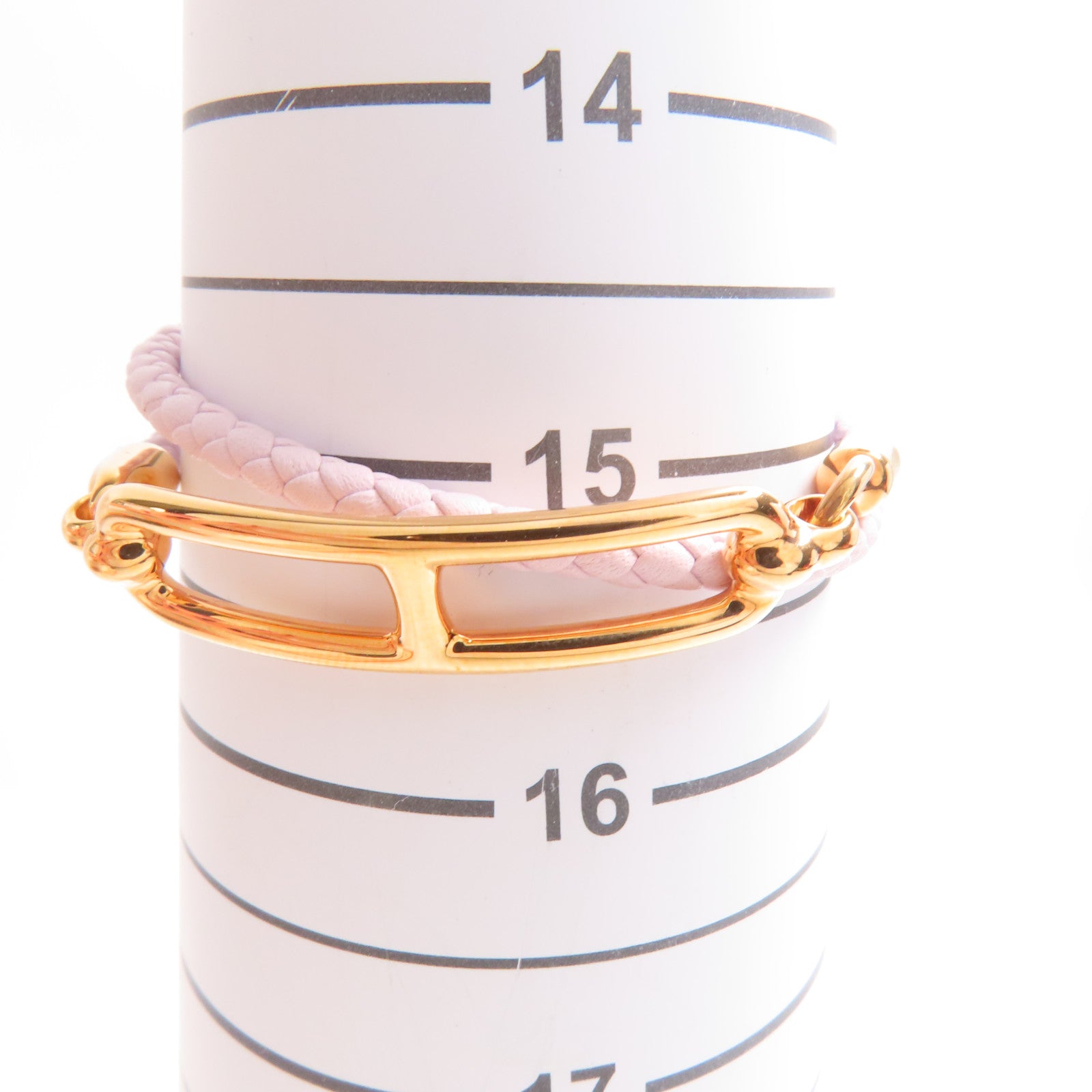 HERMES Swift皮革Roulis Double Tour手鏈Mauve Pale