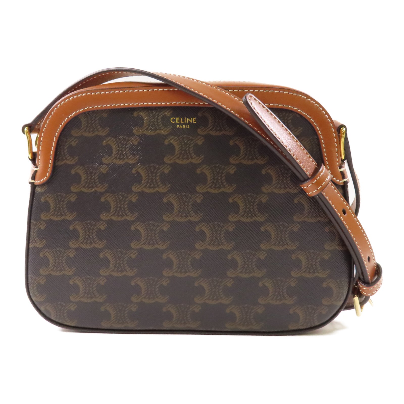 CELINE 塗層帆布Triomphe Camera Bag金扣肩背袋