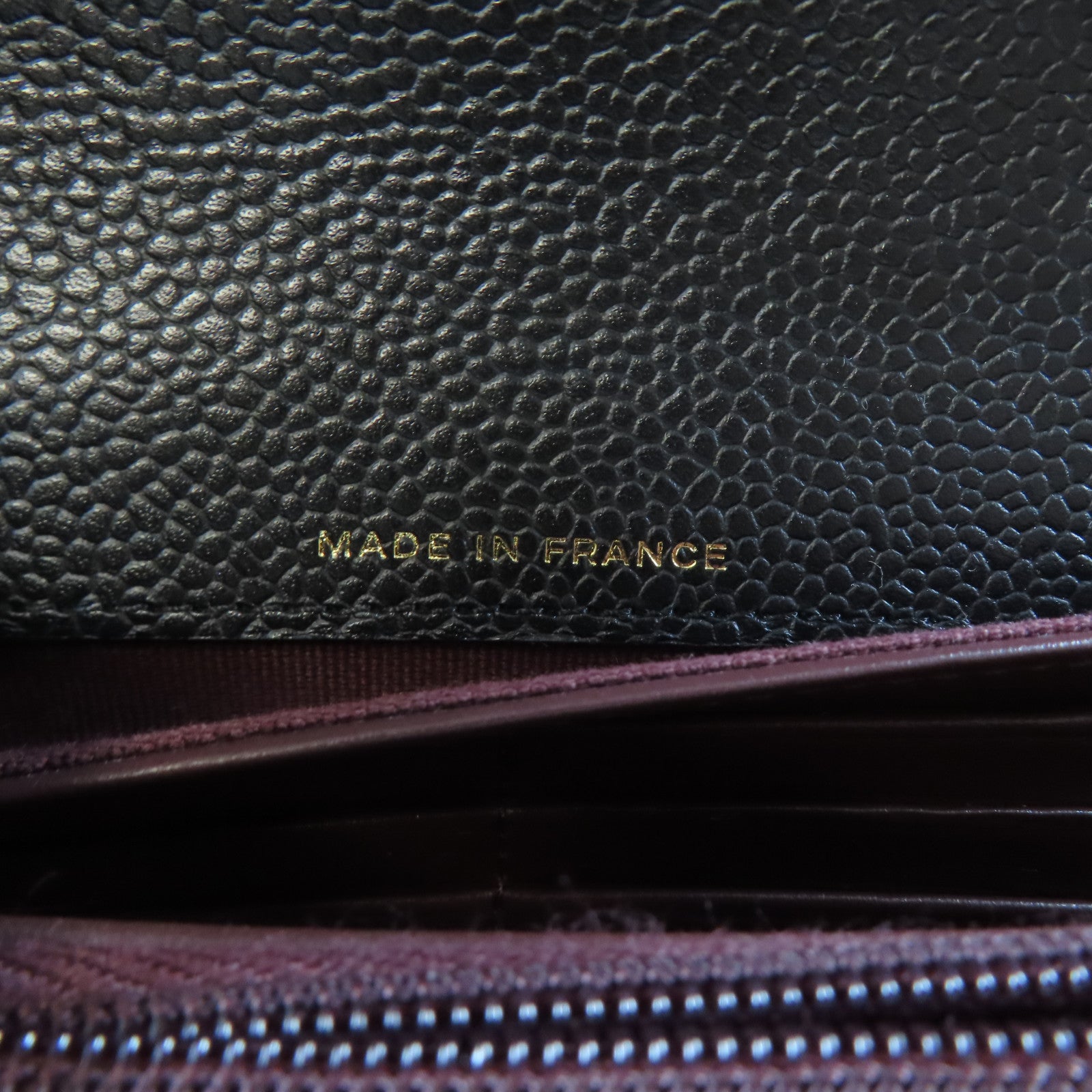 CHANEL 菱格牛皮皮革Long Wallet金扣長錢包黑色