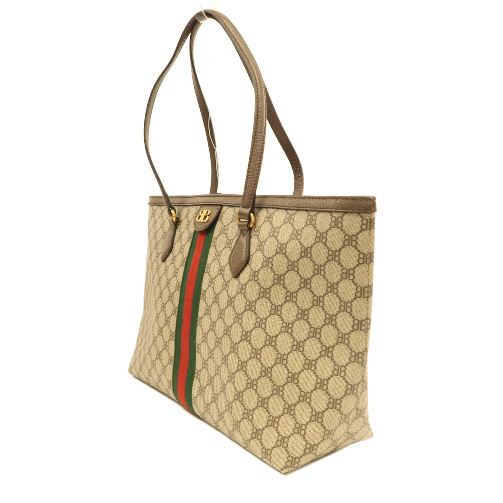 BALENCIAGA 塗層帆布Balenciaga X Gucci Tote金扣手挽袋啡色