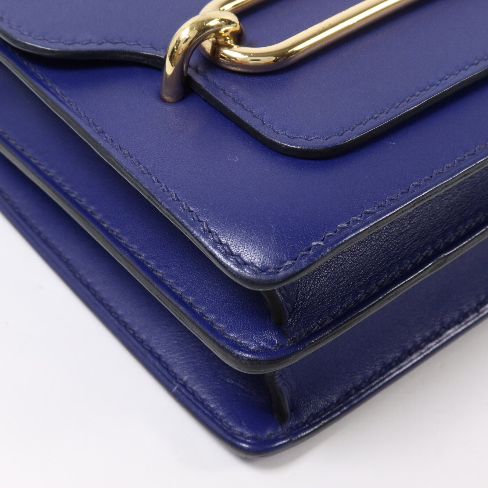 HERMES Evercolor皮革Roulis Mini肩背袋Bleu Encre