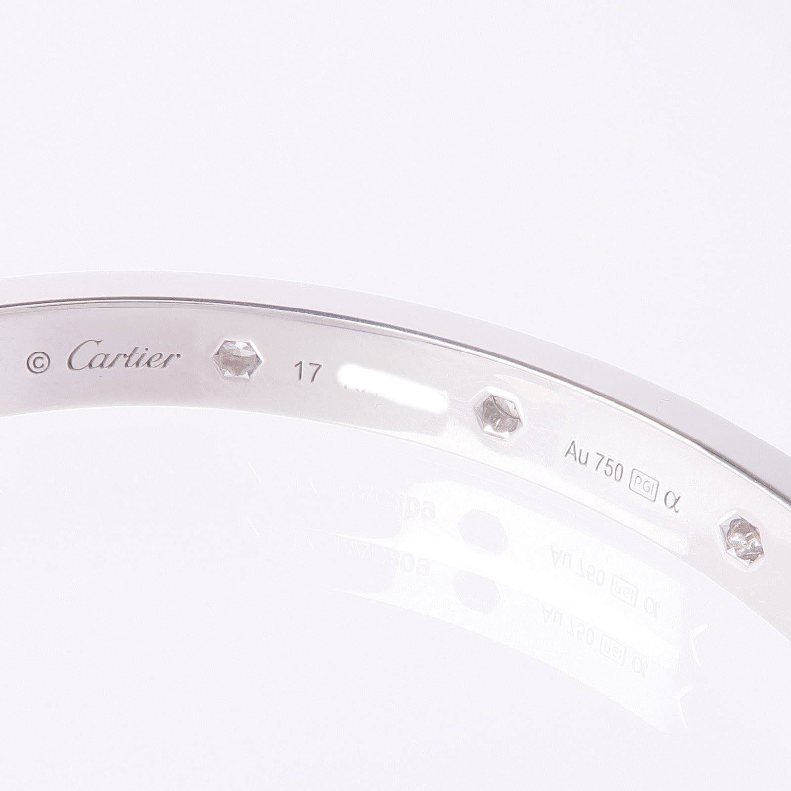 CARTIER 18K白金Love Blaceret Full Diamond Bracelet鑽石手鐲Cartier#17