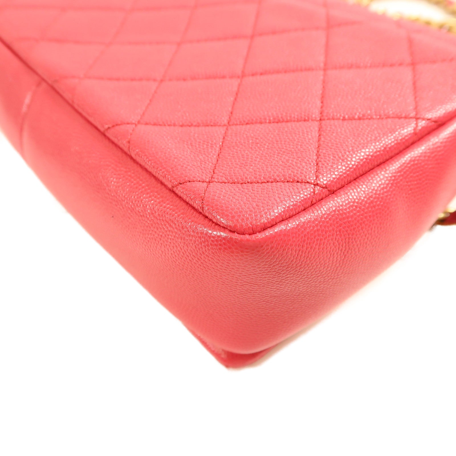 CHANEL 牛皮皮革Shoulder Bag金扣手挽肩背兩用袋粉紅色
