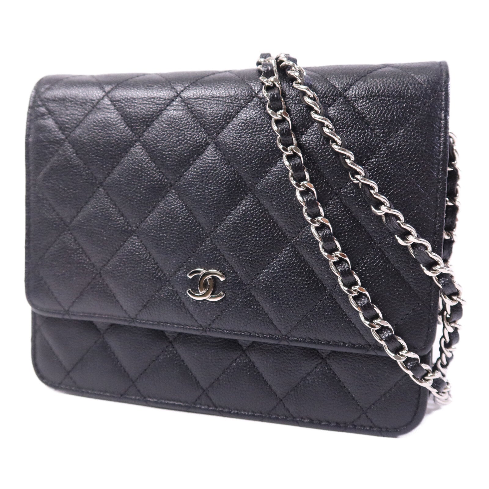 CHANEL 牛皮皮革WOC Wallet On Chain銀扣鏈帶肩背袋