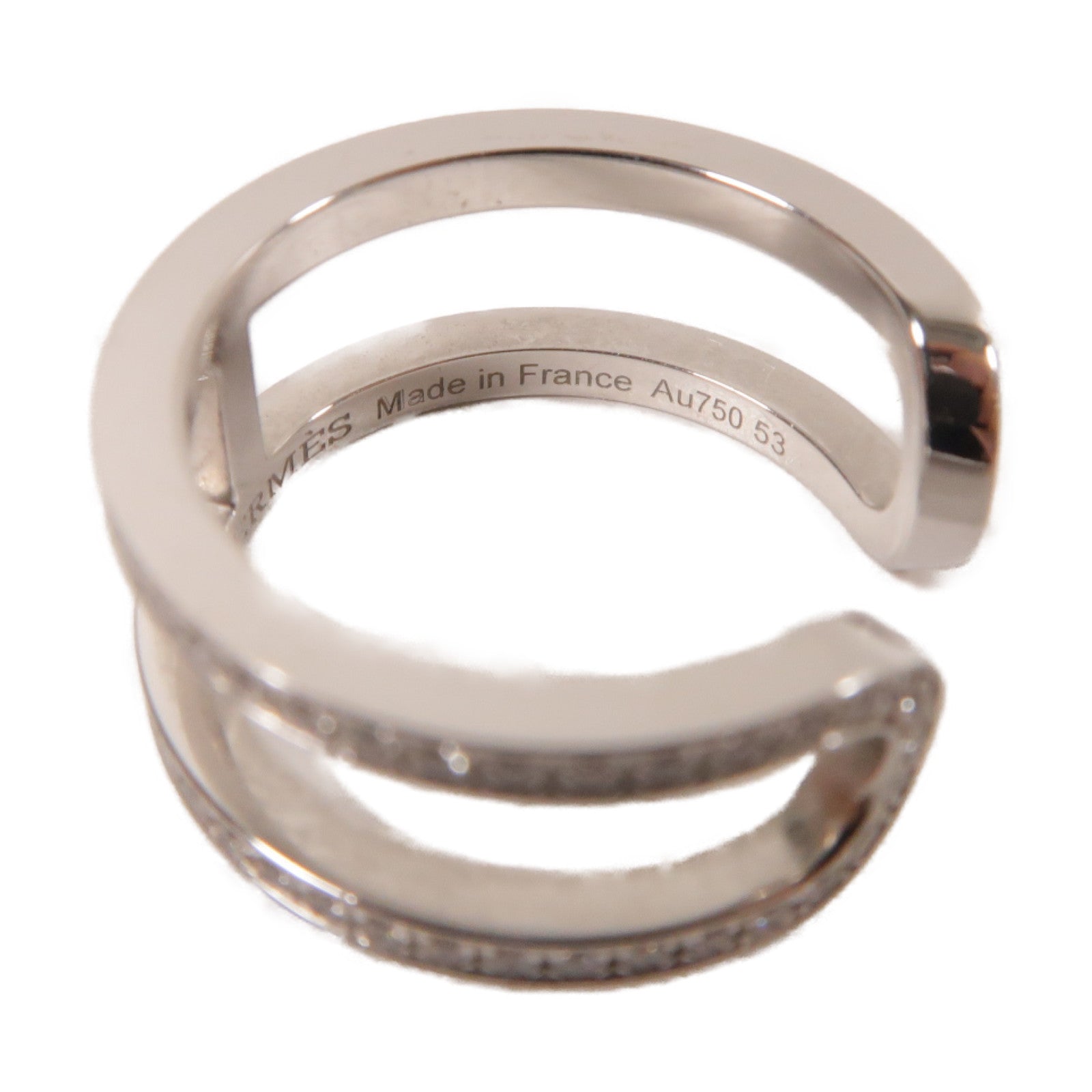 HERMES 18K白金Ever Chaine D'ancre Ring 0.61ct鑽石戒指HERMES#53/US#6.25