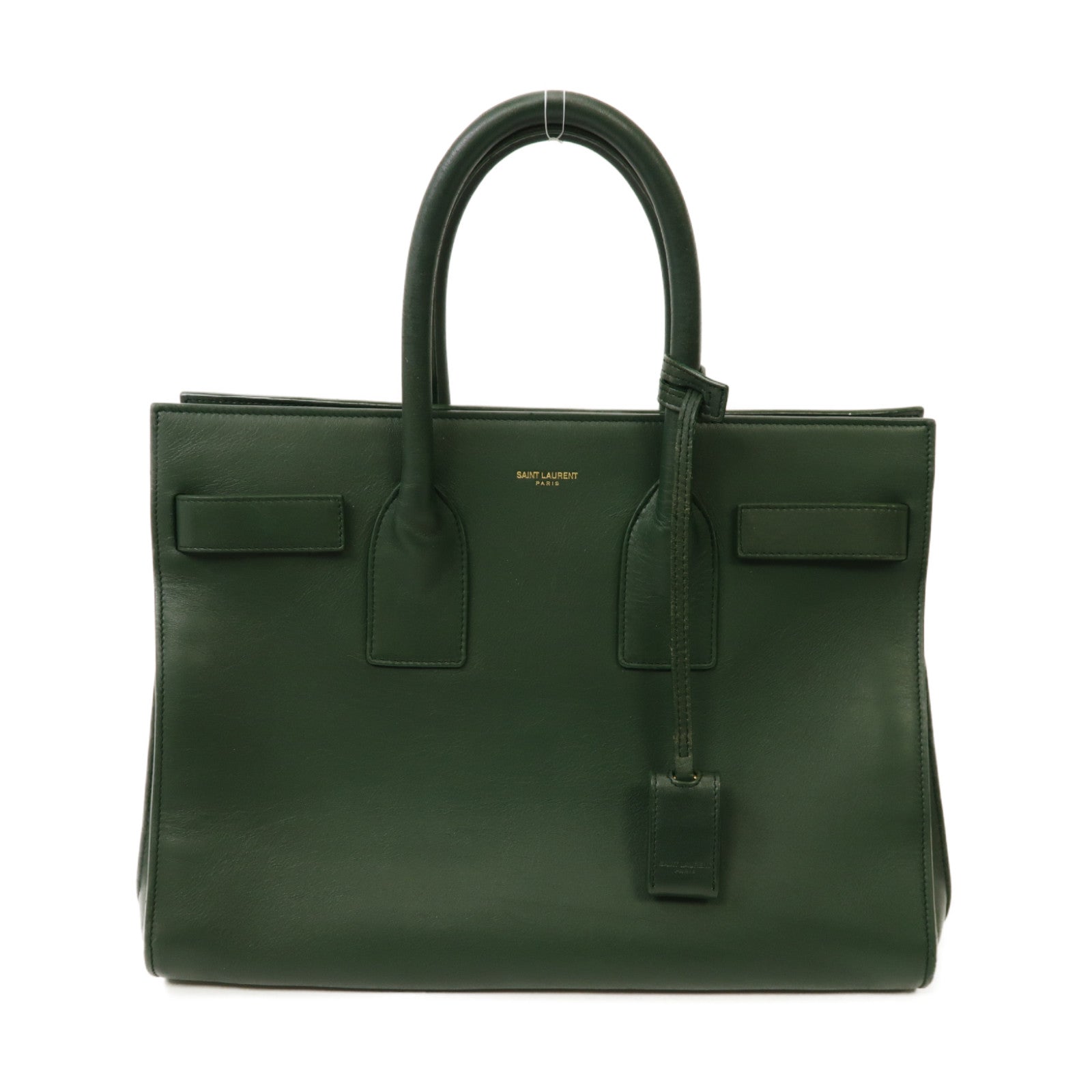 SAINT LAURENT 牛皮皮革Handbag金扣手挽袋綠色