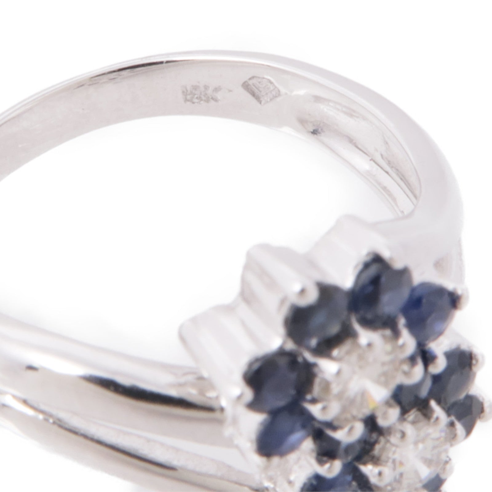 JEWELRY 【激減優惠】18K白金Sapphire/Diamond Ring藍寶石/鑽石戒指US#6.5