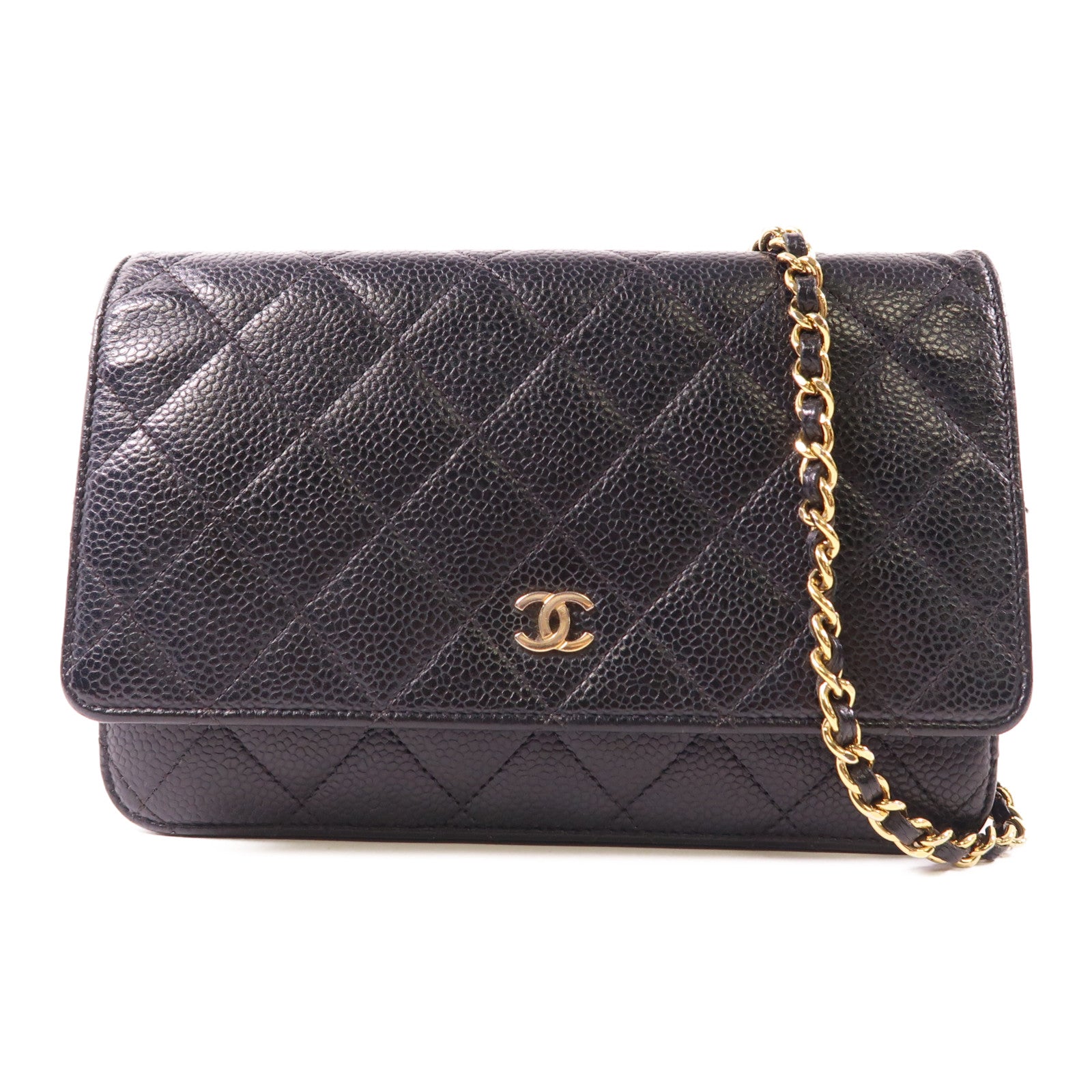 CHANEL 牛皮皮革WOC Wallet On Chain Shoulder Bag金扣鏈帶肩背袋