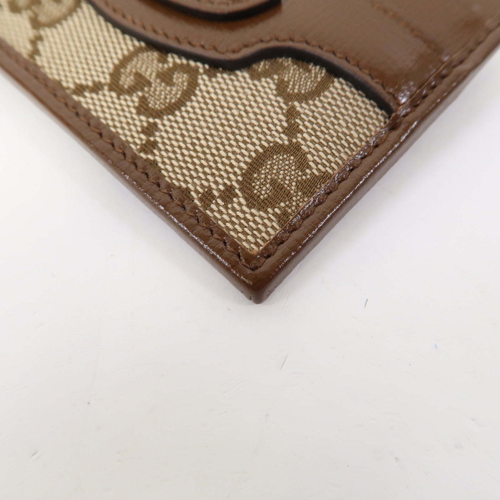 GUCCI 皮革/帆布Card Case銀扣卡片套啡色
