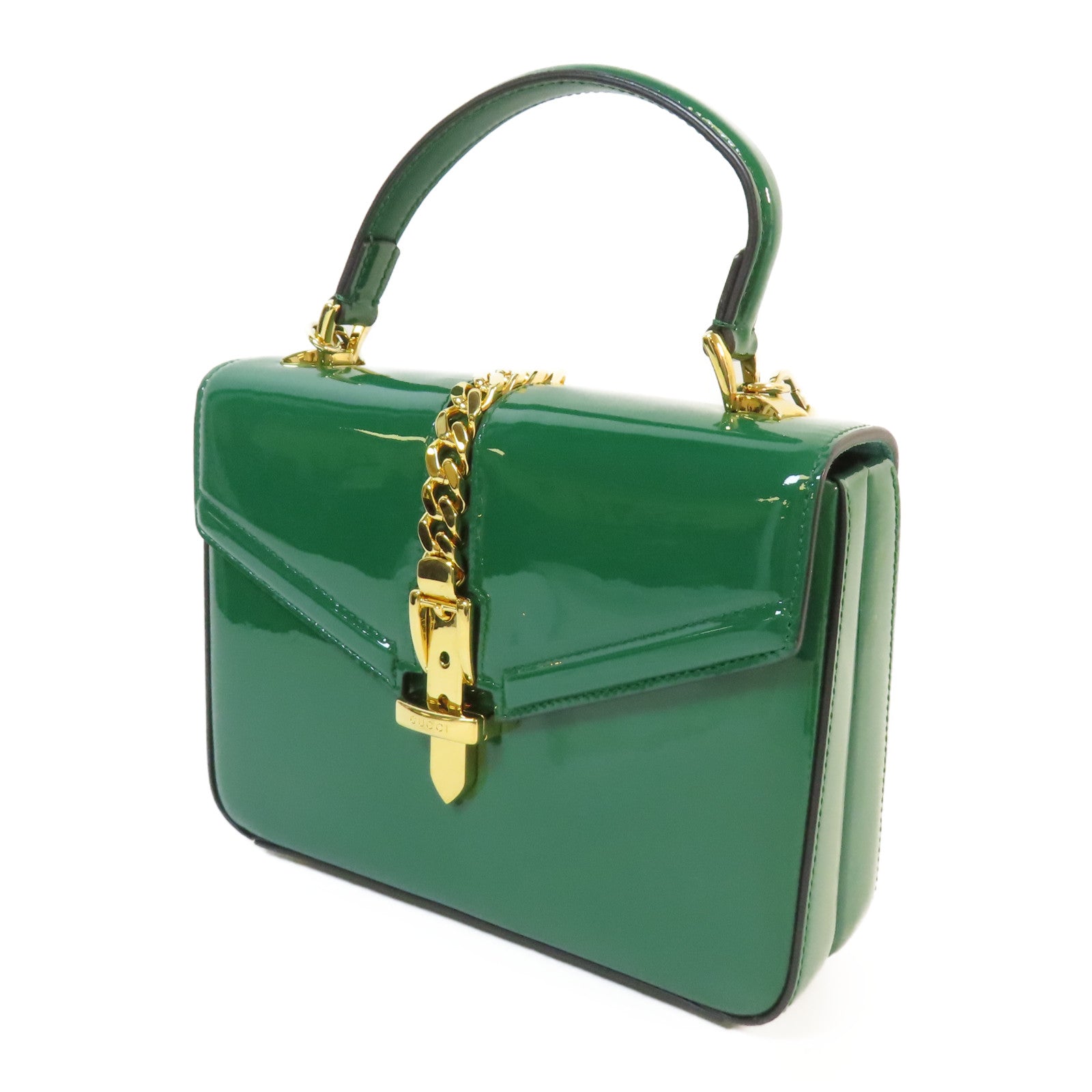 GUCCI 漆皮皮革Sylvie 1969 Bag金扣手挽肩背兩用袋