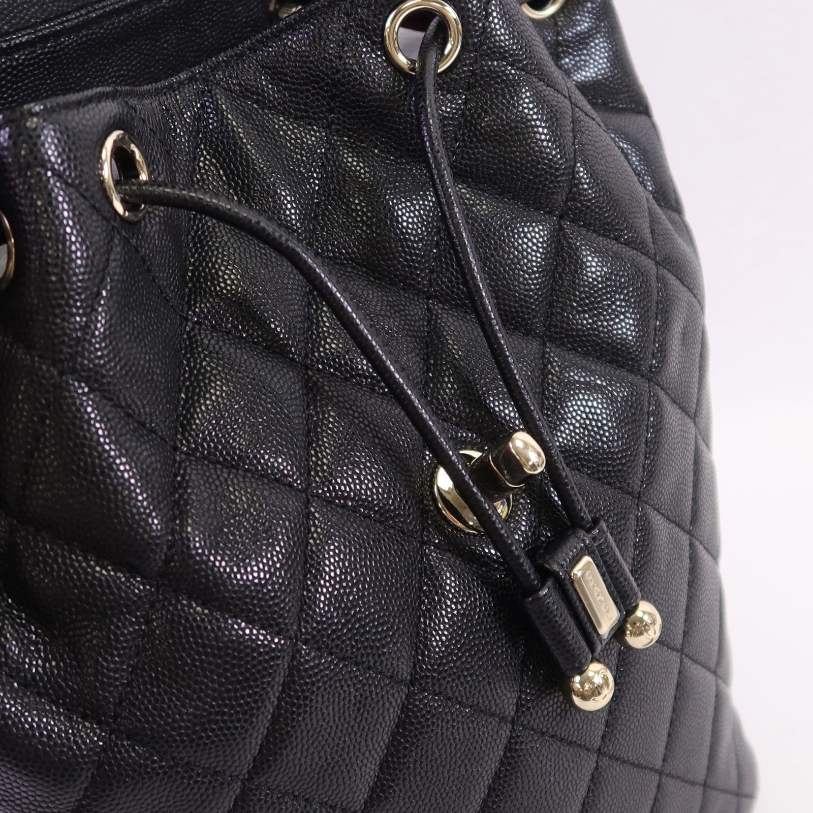 CHANEL 牛皮皮革Backpack金扣鏈帶背包