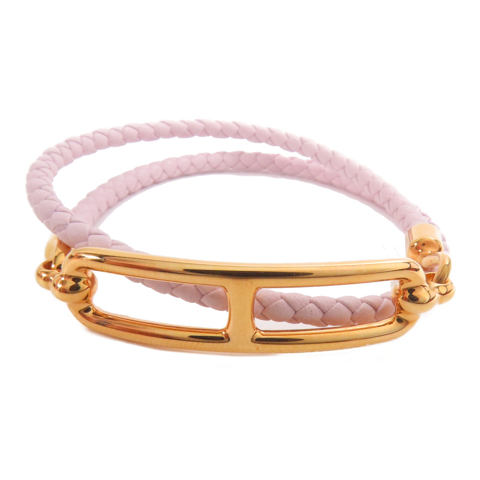 HERMES Swift皮革Roulis Double Tour手鏈Mauve Pale