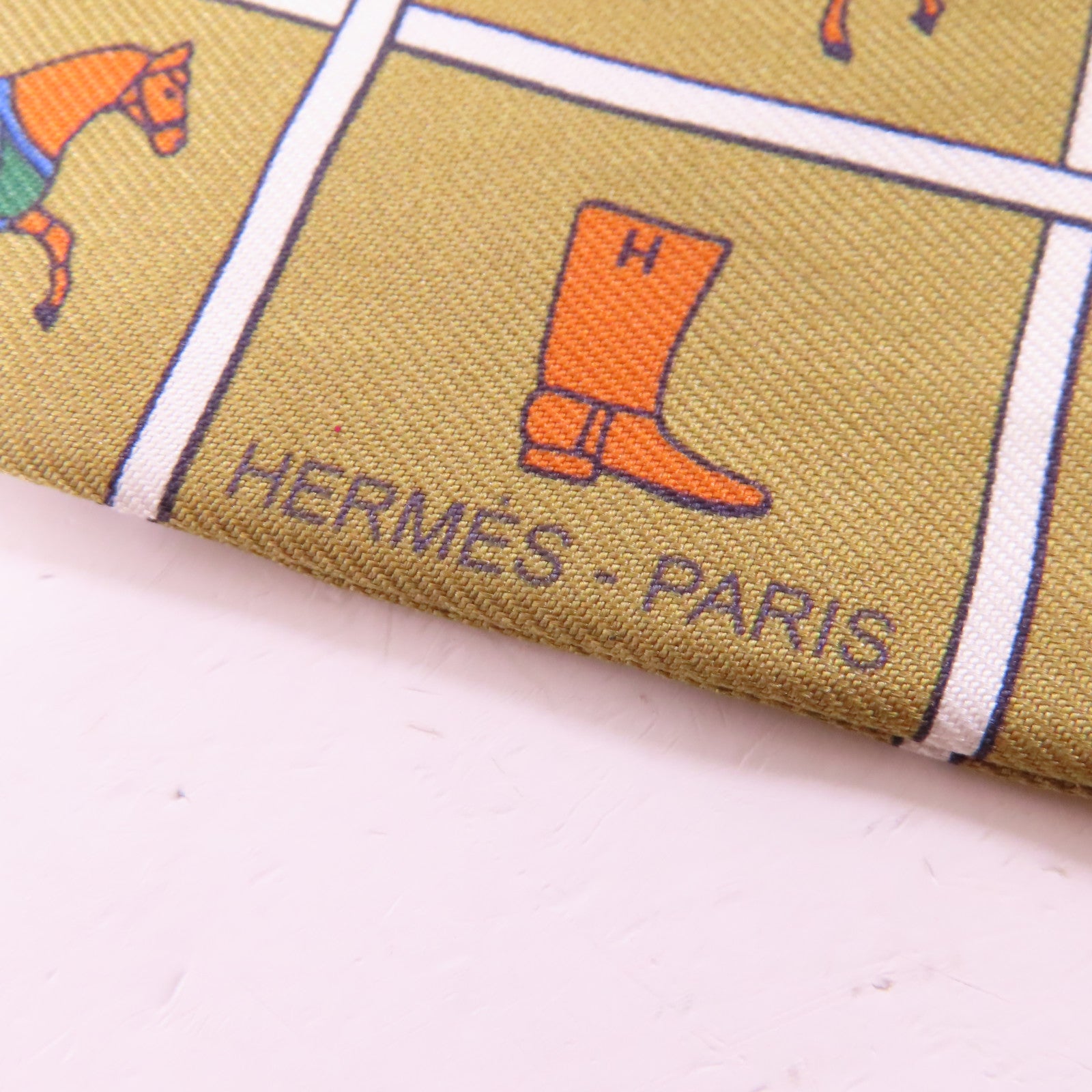 HERMES 絲質Twilly絲巾黄色/彩色