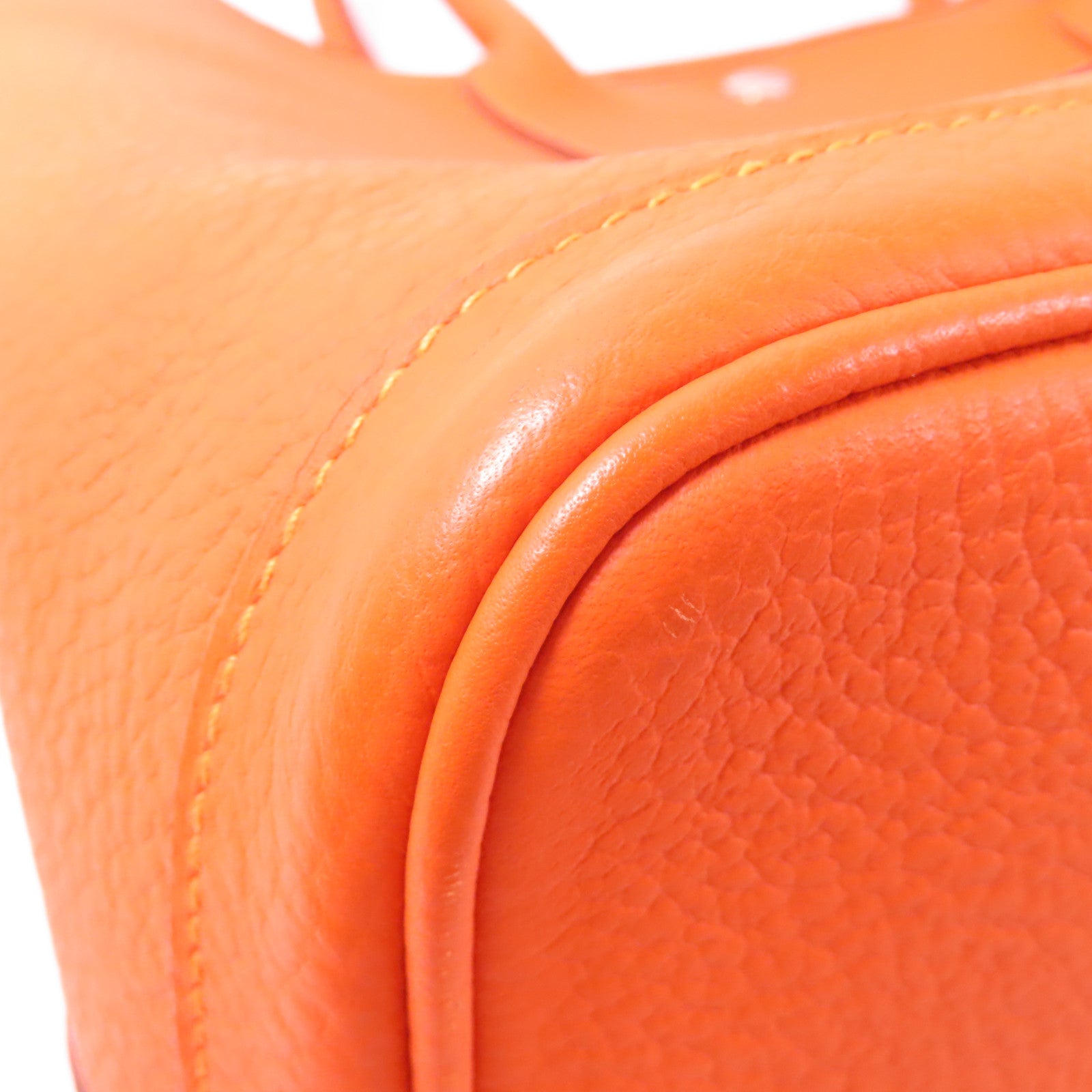 HERMES Country皮革Garden Party PM銀扣手挽袋橙色