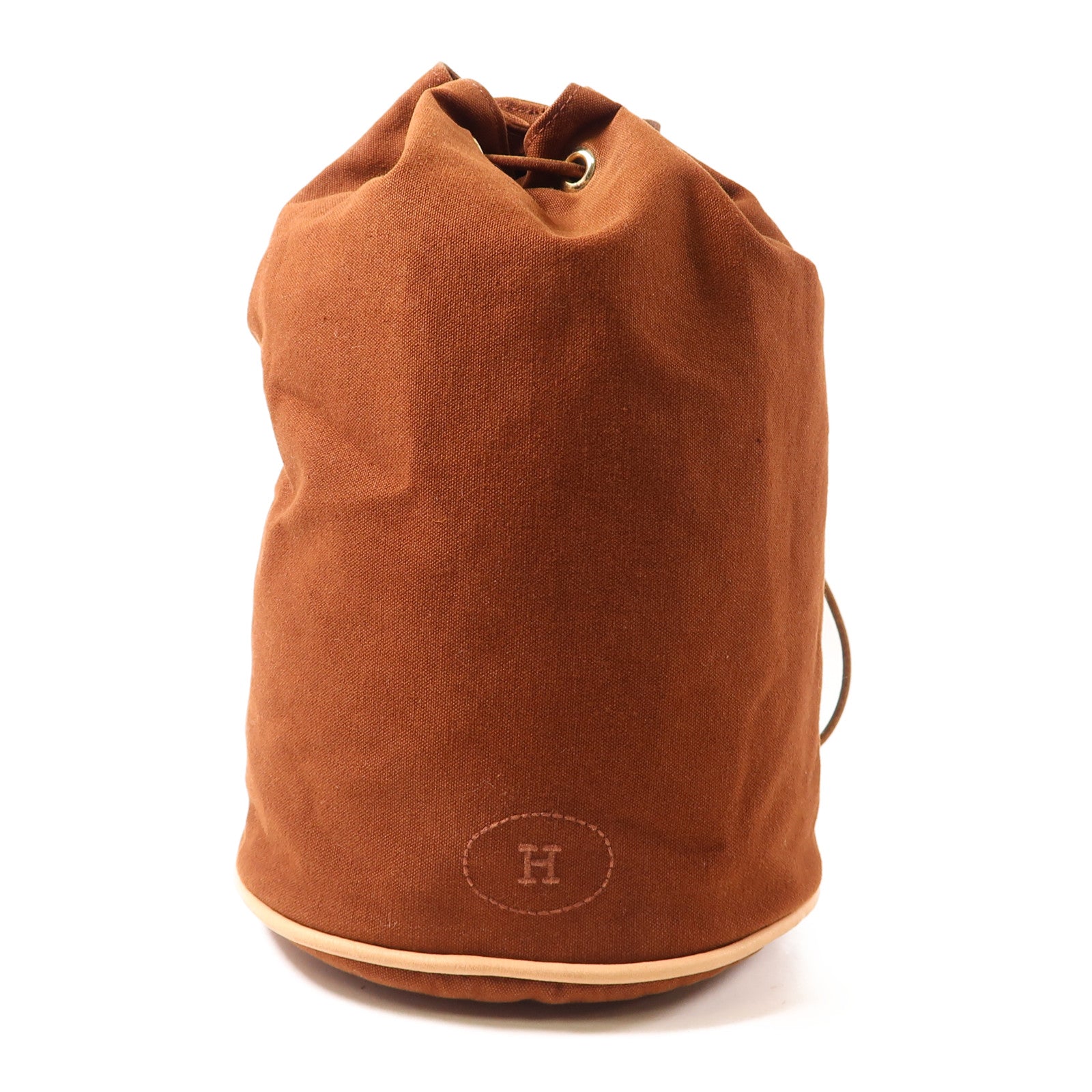 HERMES 【激減優惠】帆布Shoulder Bag金扣肩背袋啡色