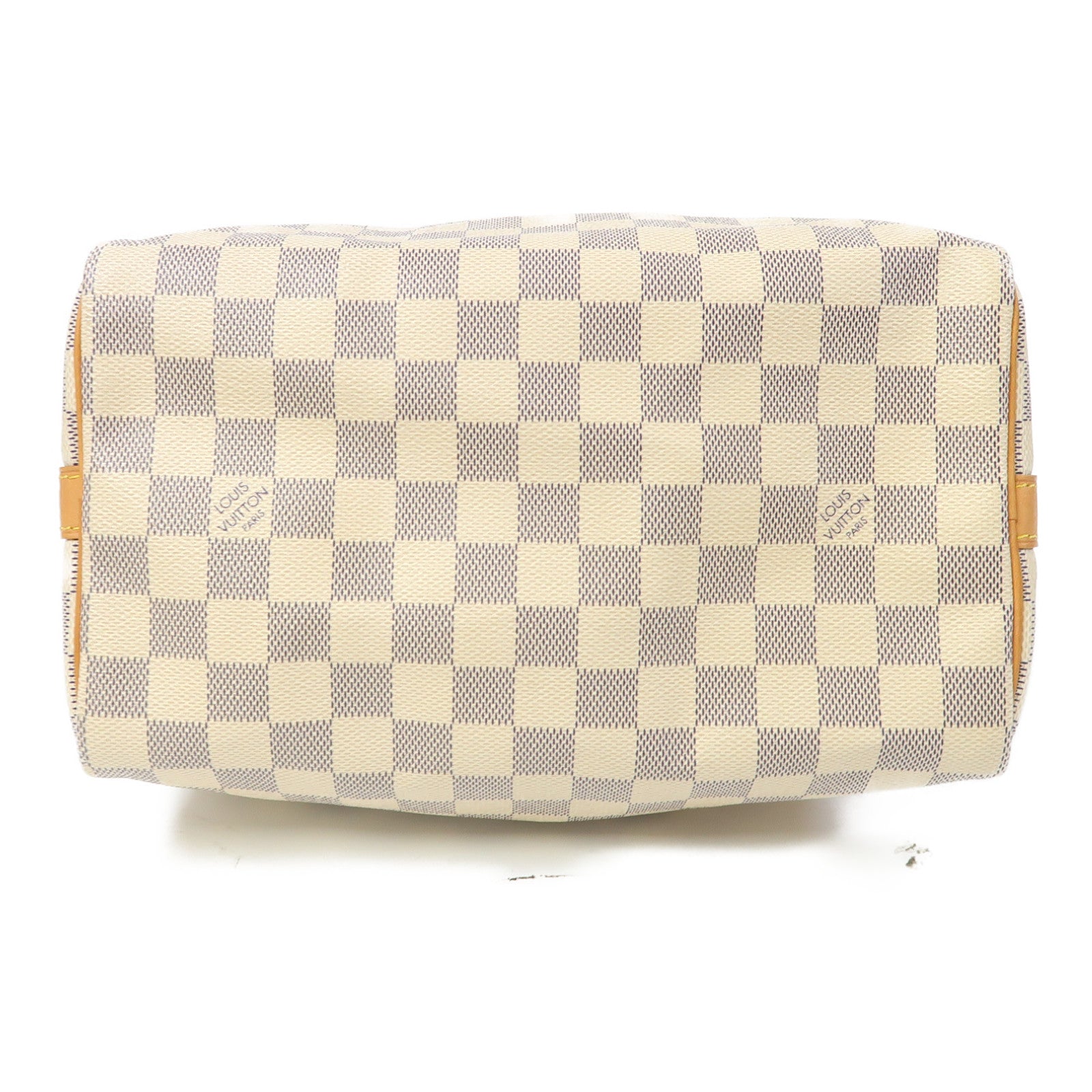 LOUIS VUITTON Damier Azur Speedy Bandoulière 25金扣手挽肩背兩用袋白色