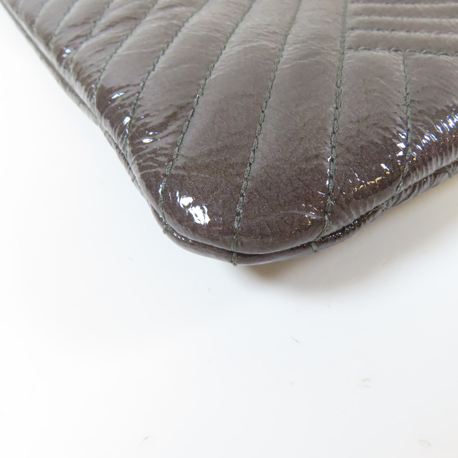 CHANEL 漆皮皮革Clutch Bag銀扣手拿包紫色