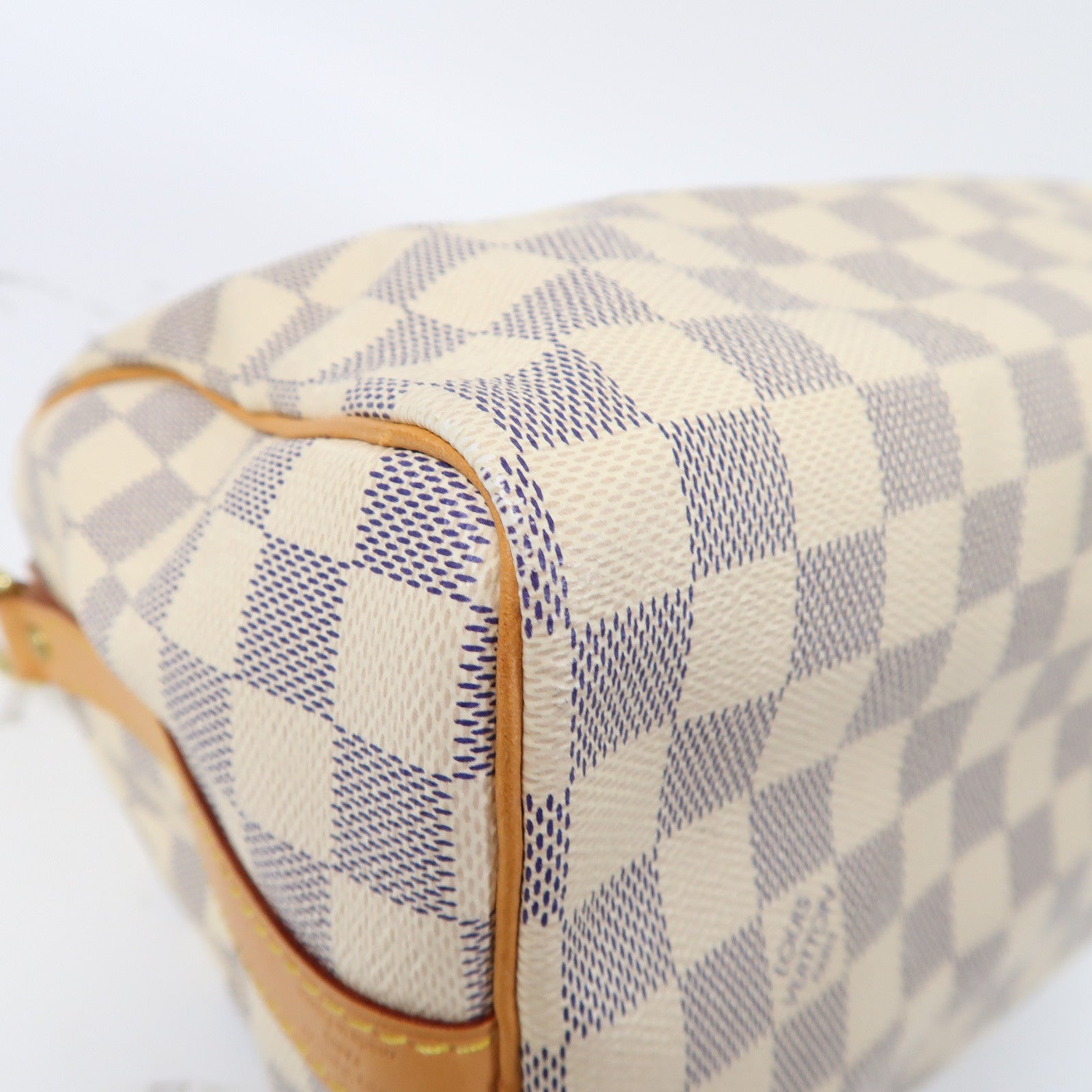 LOUIS VUITTON Damier Azur Speedy Bandoulière 25金扣手挽肩背兩用袋白色