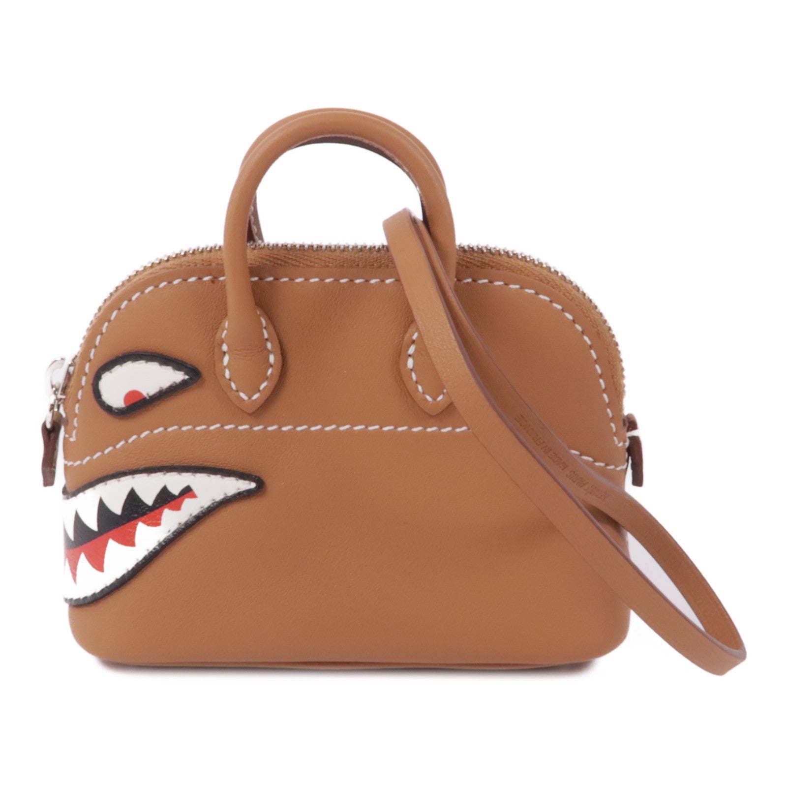 HERMES PHW Bolide Shark Charm Veau Swift Leather Gold Brown