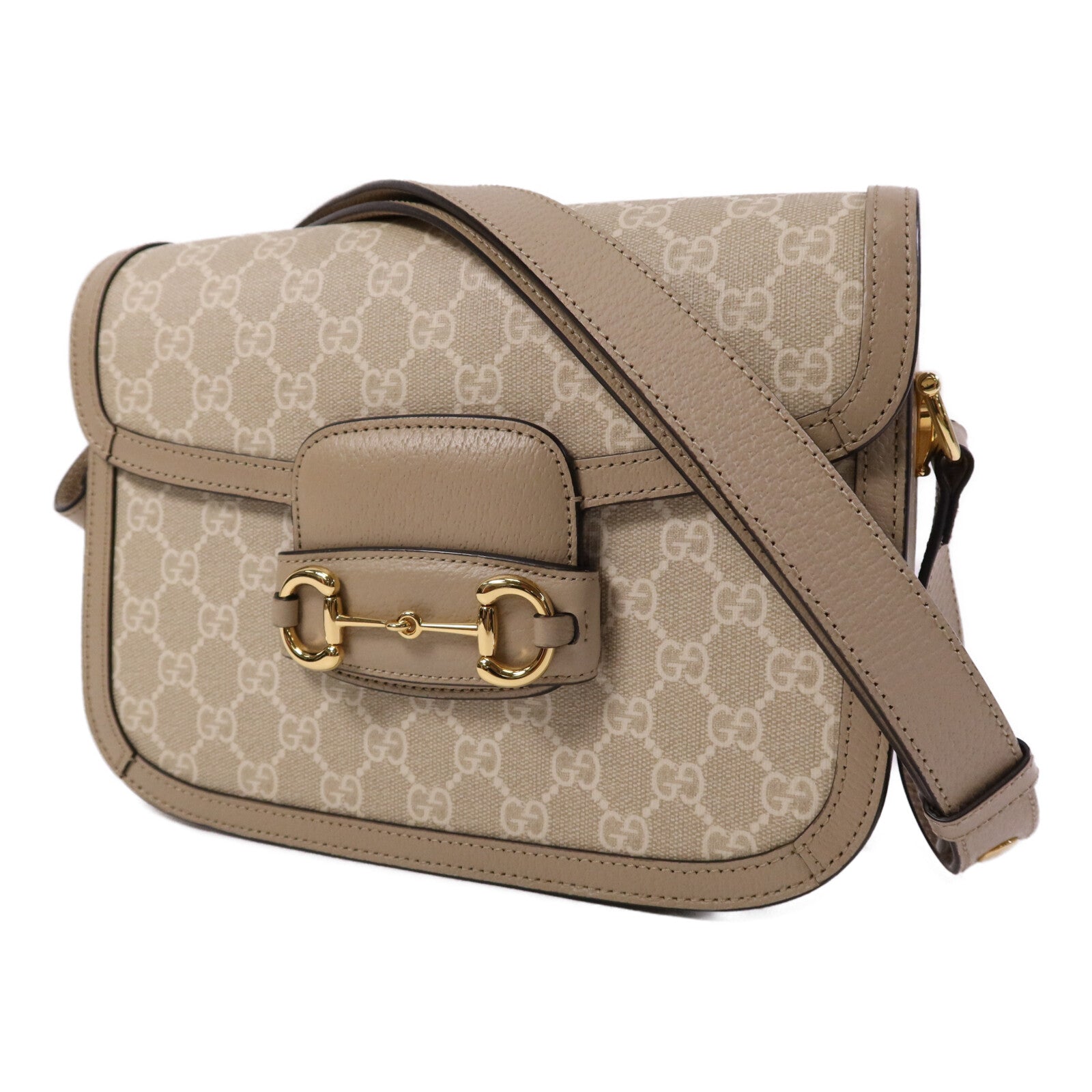 GUCCI 塗層帆布Horsebit 1955 MM金扣肩背袋