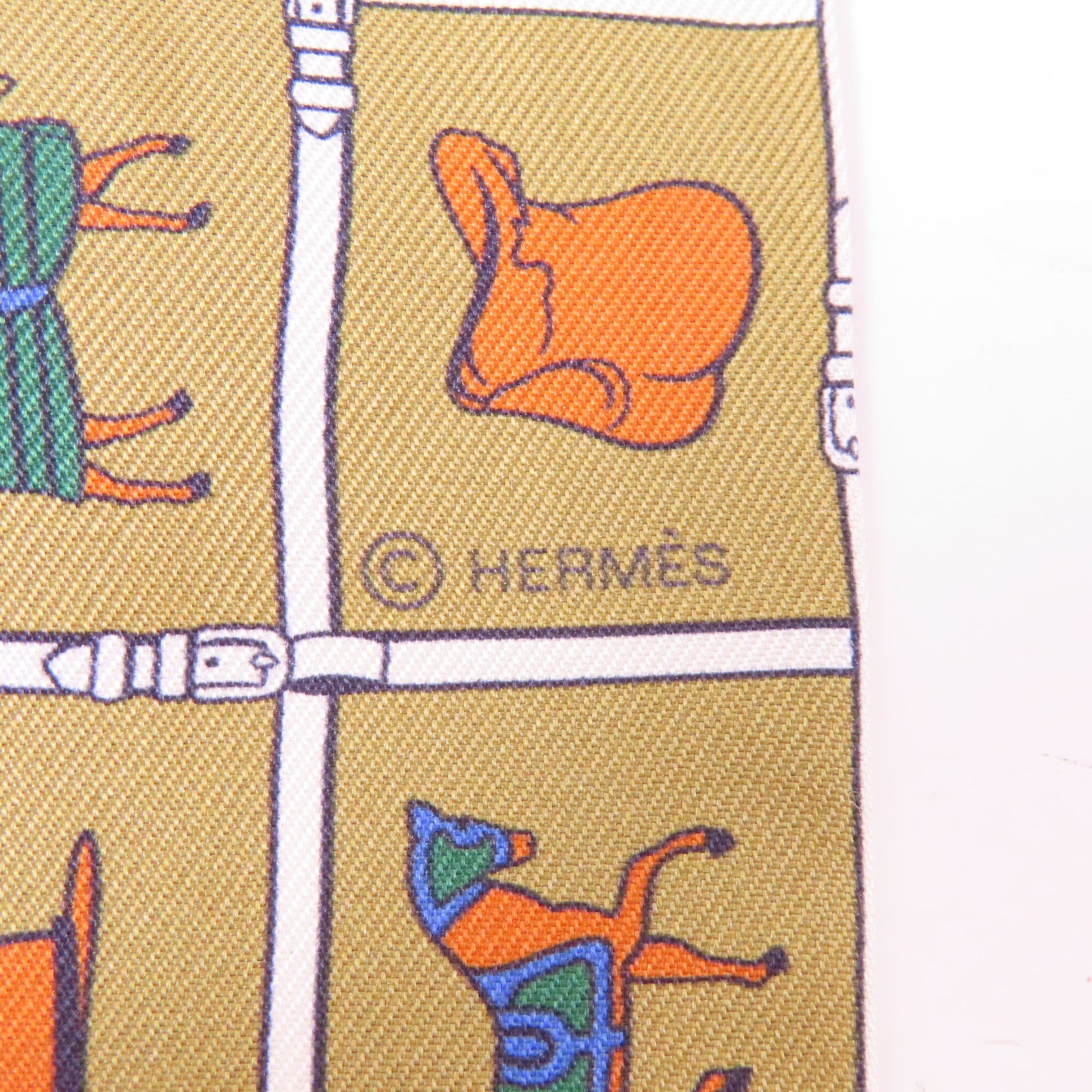 HERMES 絲質Twilly絲巾黄色/彩色