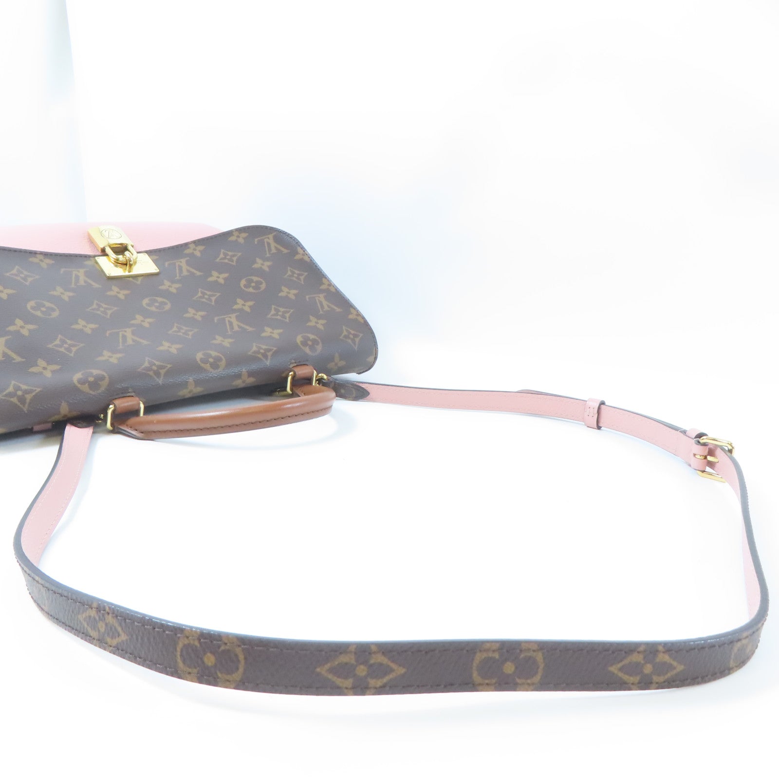 LOUIS VUITTON Monogram Marignan金扣手挽肩背兩用袋啡色/粉紅色