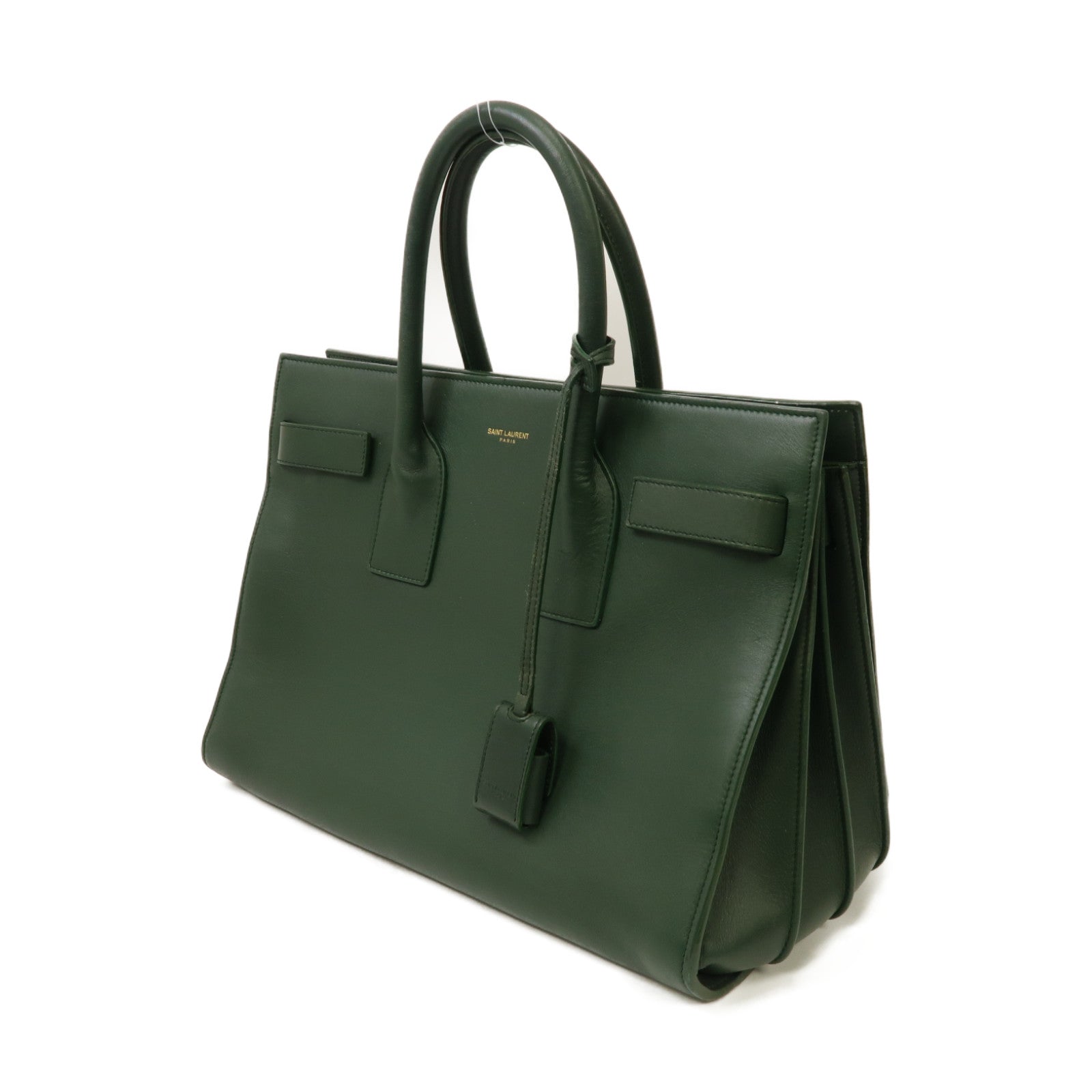 SAINT LAURENT 牛皮皮革Handbag金扣手挽袋綠色