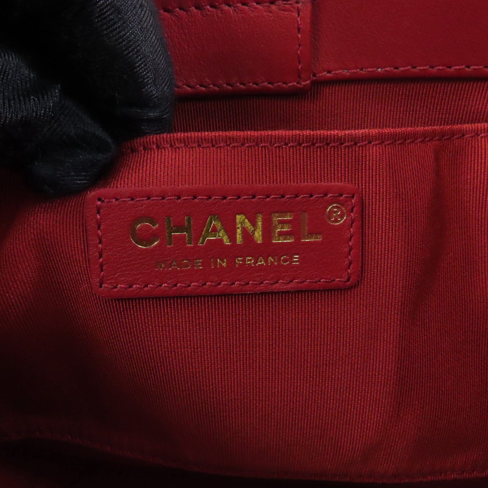 CHANEL 菱格羊皮皮革Bucket Bag金扣手挽肩背兩用袋紅色