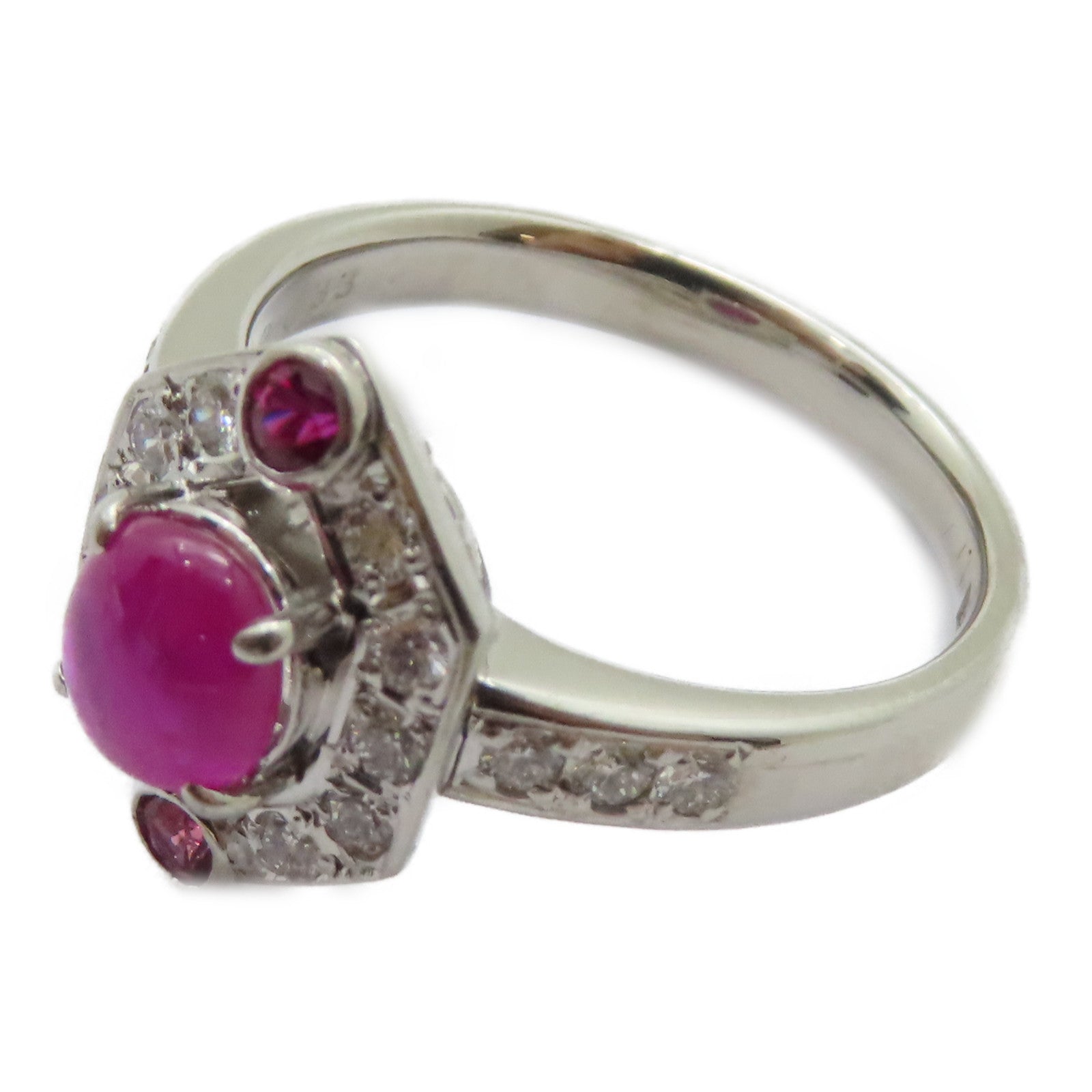 JEWELRY PT900鉑金Pink Sapphire Diamond Ring 1.231ct粉紅藍寶石/0.33ct鑽石戒指US#7.5
