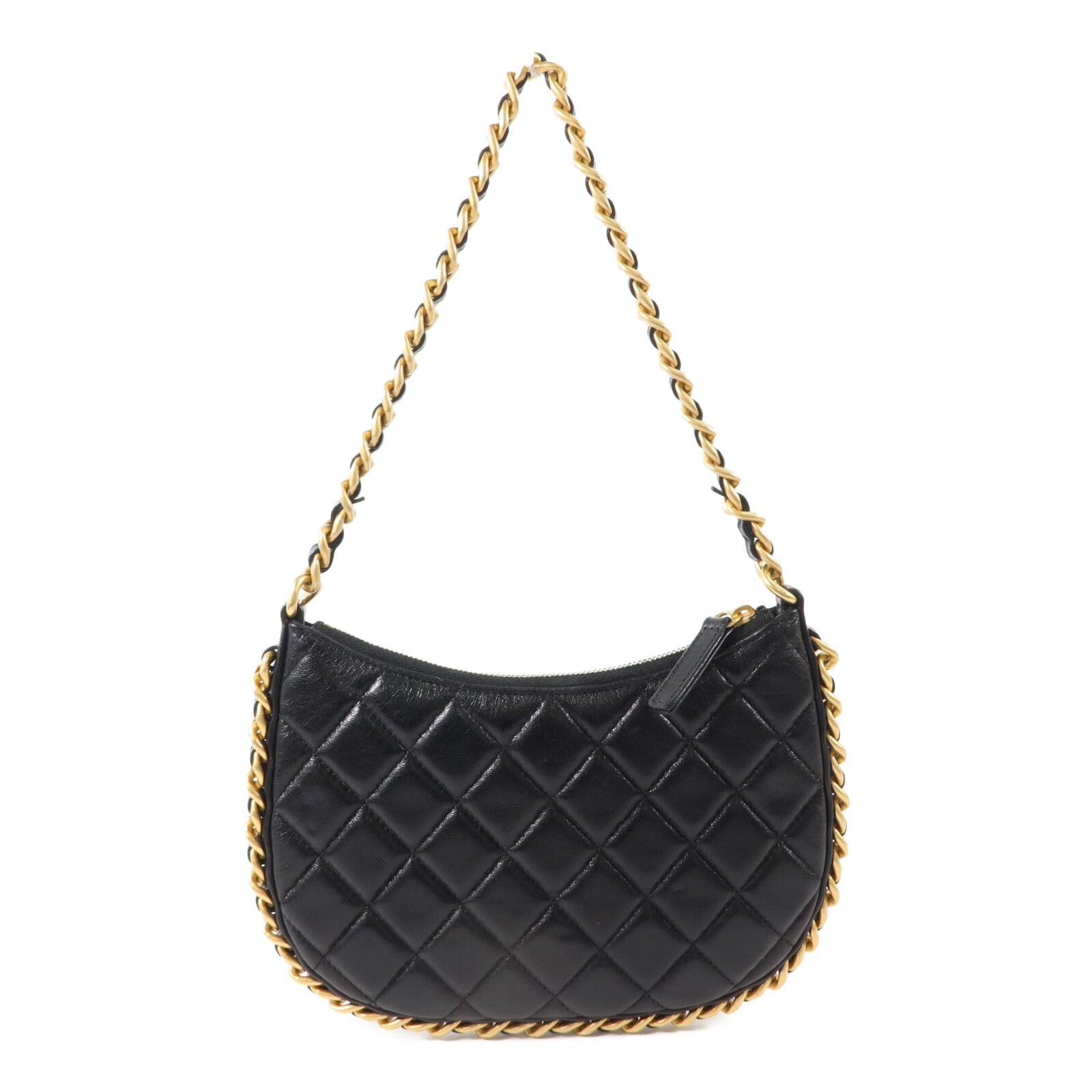 CHANEL 牛皮皮革Hobo Bag鏈帶肩背袋