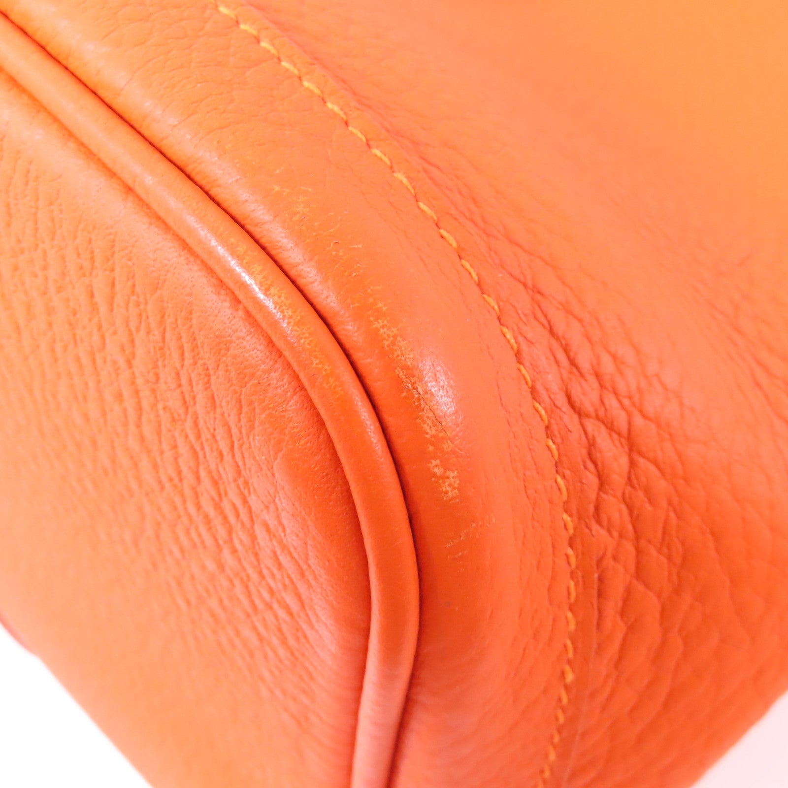HERMES Country皮革Garden Party PM銀扣手挽袋橙色