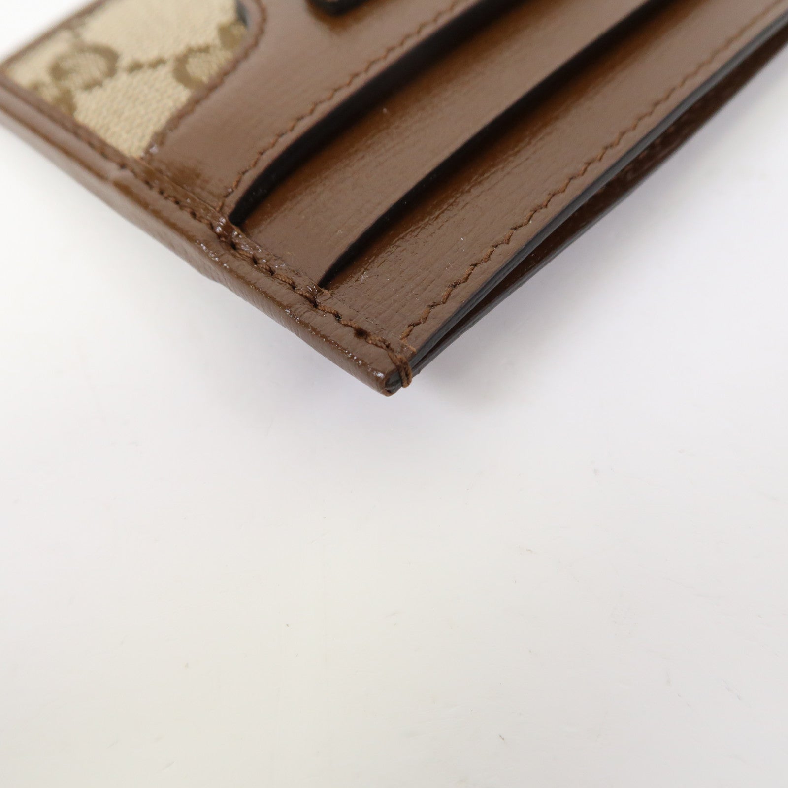 GUCCI 皮革/帆布Card Case銀扣卡片套啡色