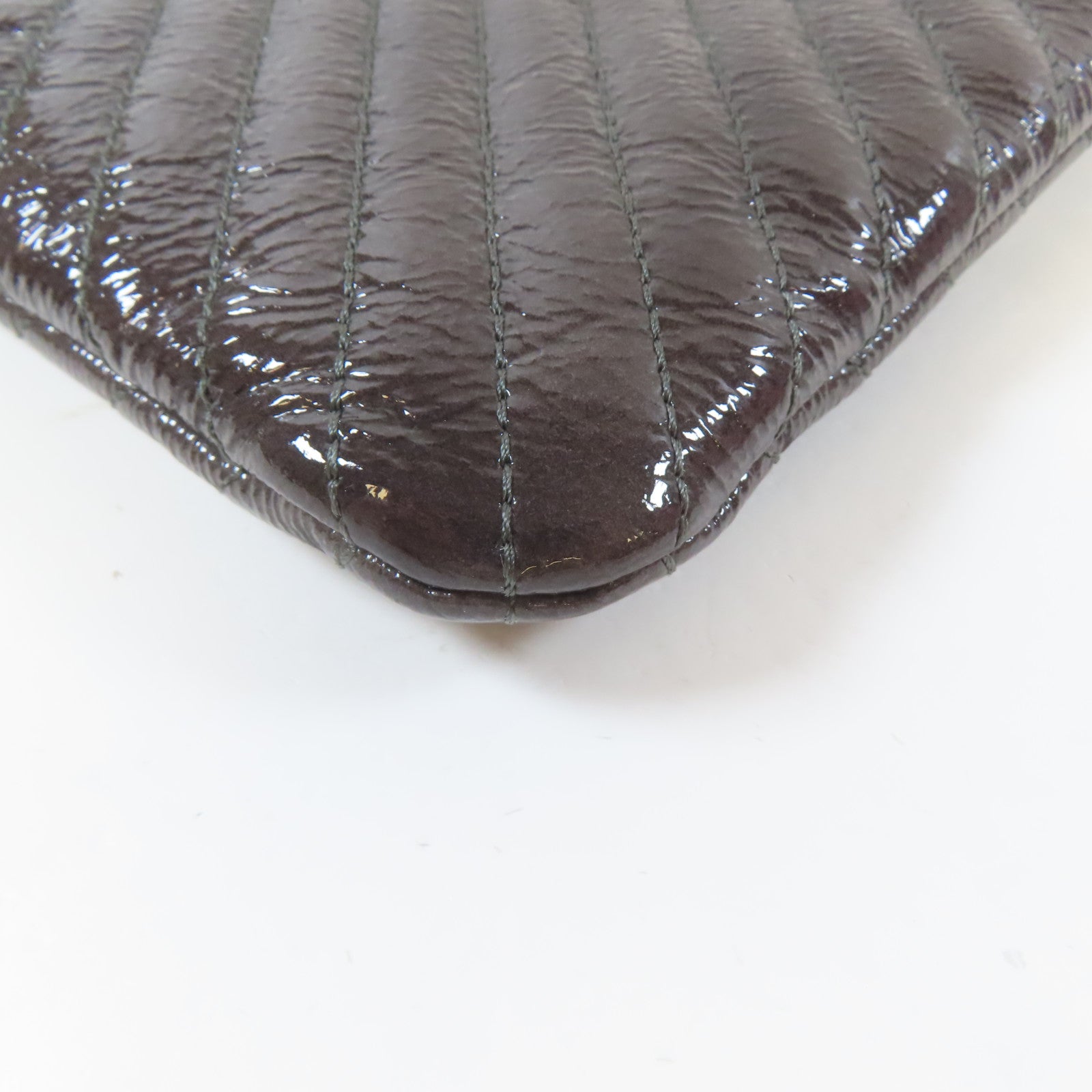 CHANEL 漆皮皮革Clutch Bag銀扣手拿包紫色