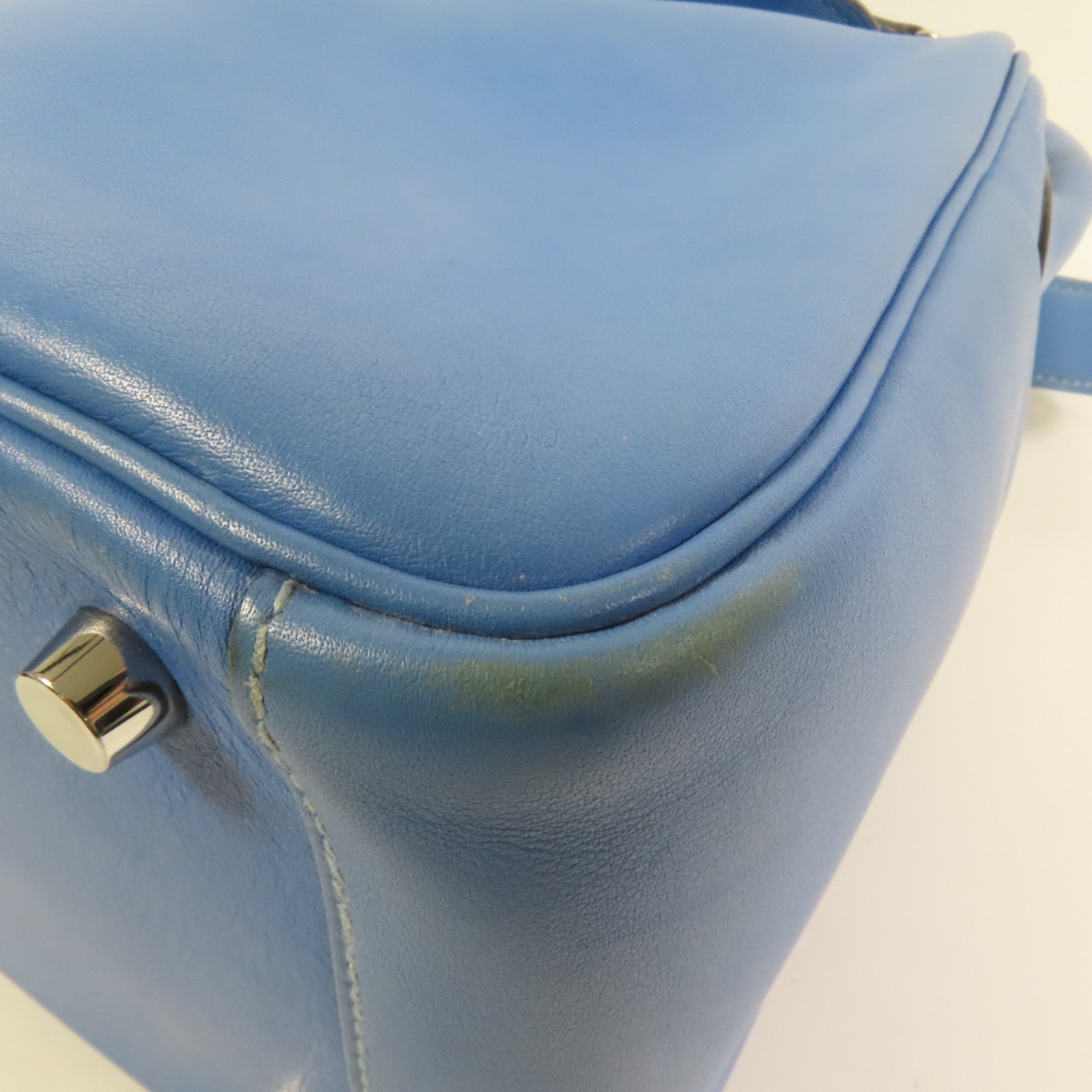 HERMES Swift皮革Lindy 26銀扣手挽肩背兩用袋Bleu Pardis