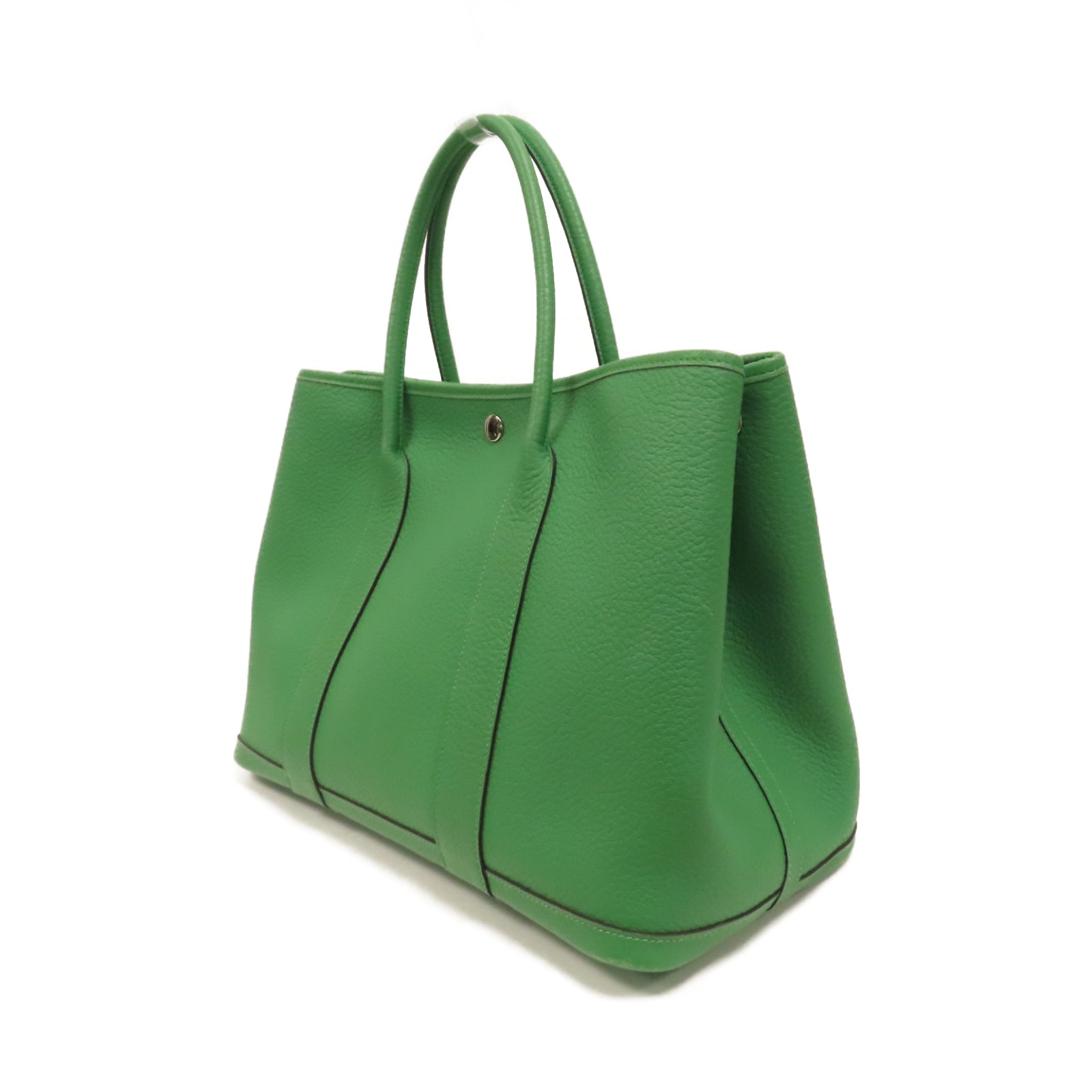 HERMES 【激減優惠】Negonda皮革Garden Party PM銀扣手挽袋Bamboo竹子綠色