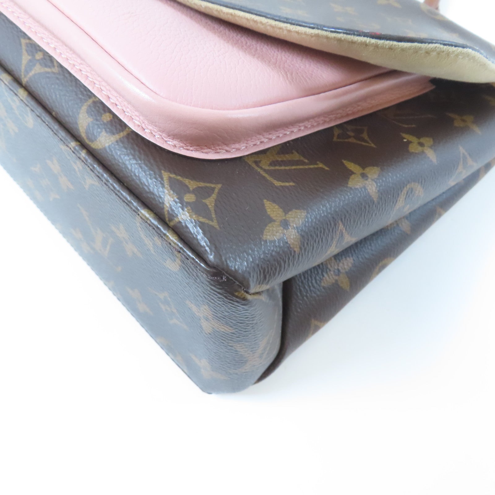 LOUIS VUITTON Monogram Marignan金扣手挽肩背兩用袋啡色/粉紅色