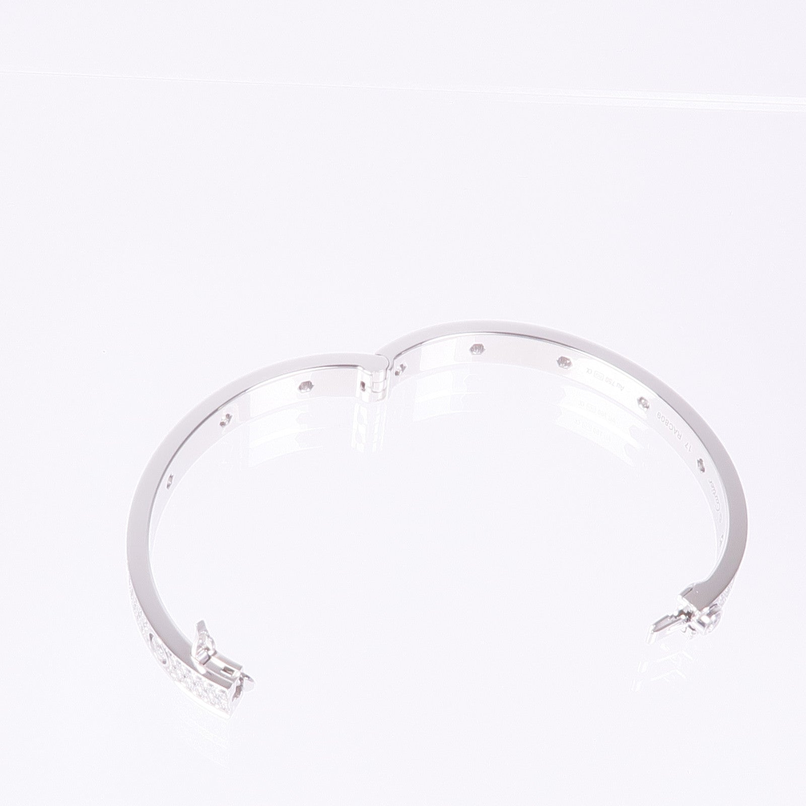 CARTIER 18K白金Love Blaceret Full Diamond Bracelet鑽石手鐲Cartier#17