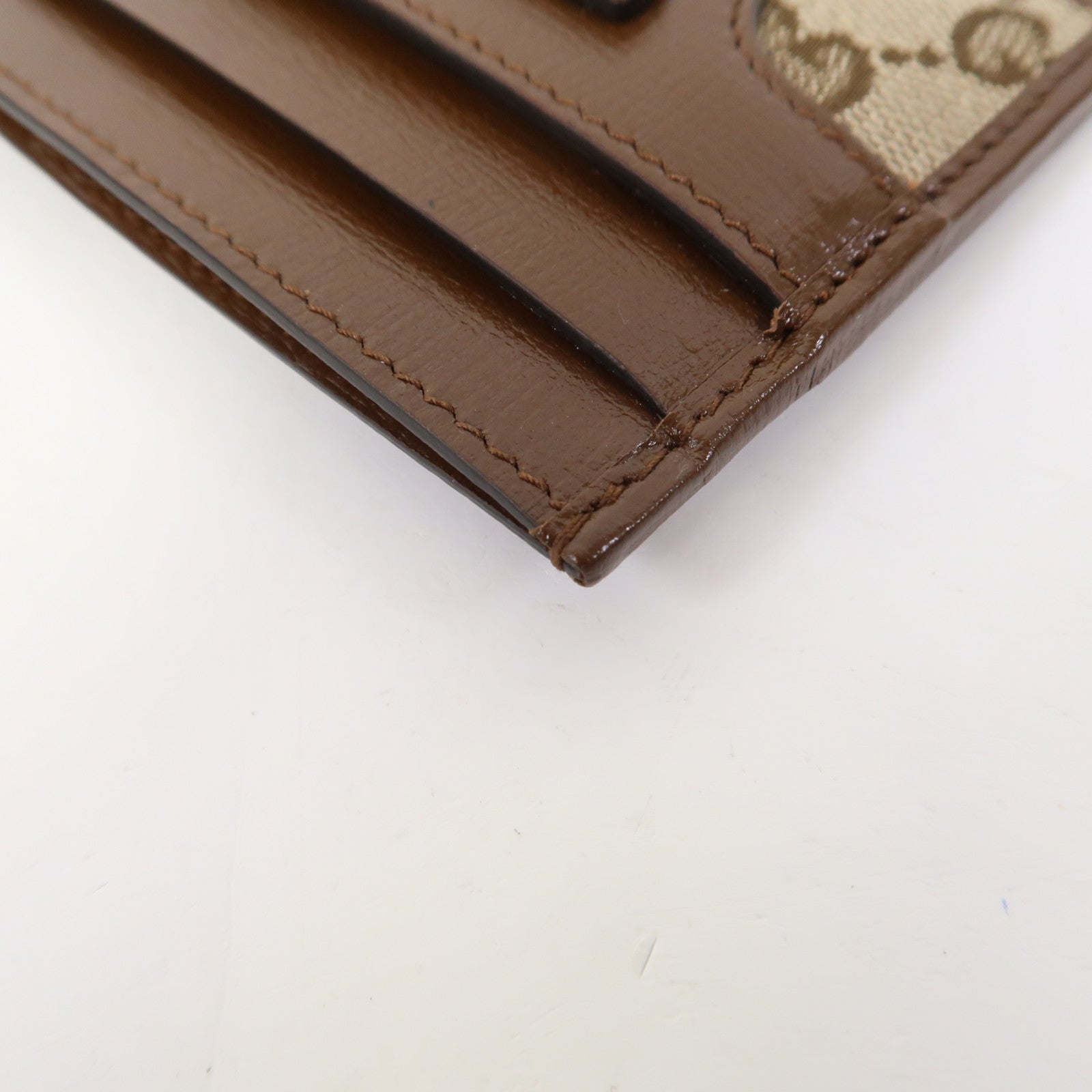 GUCCI 皮革/帆布Card Case銀扣卡片套啡色