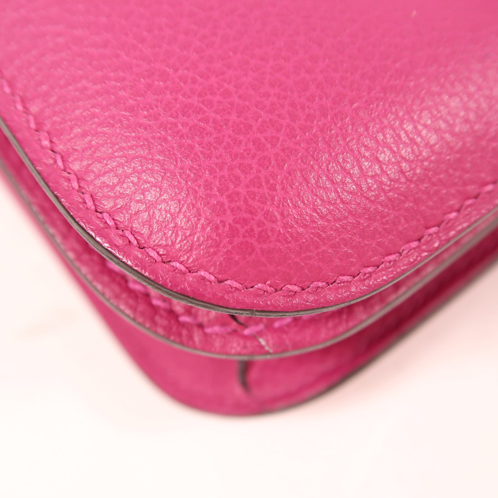 HERMES【激減優惠】 Evercolor皮革Constance Mini銀扣肩背袋L3 Rose Purple