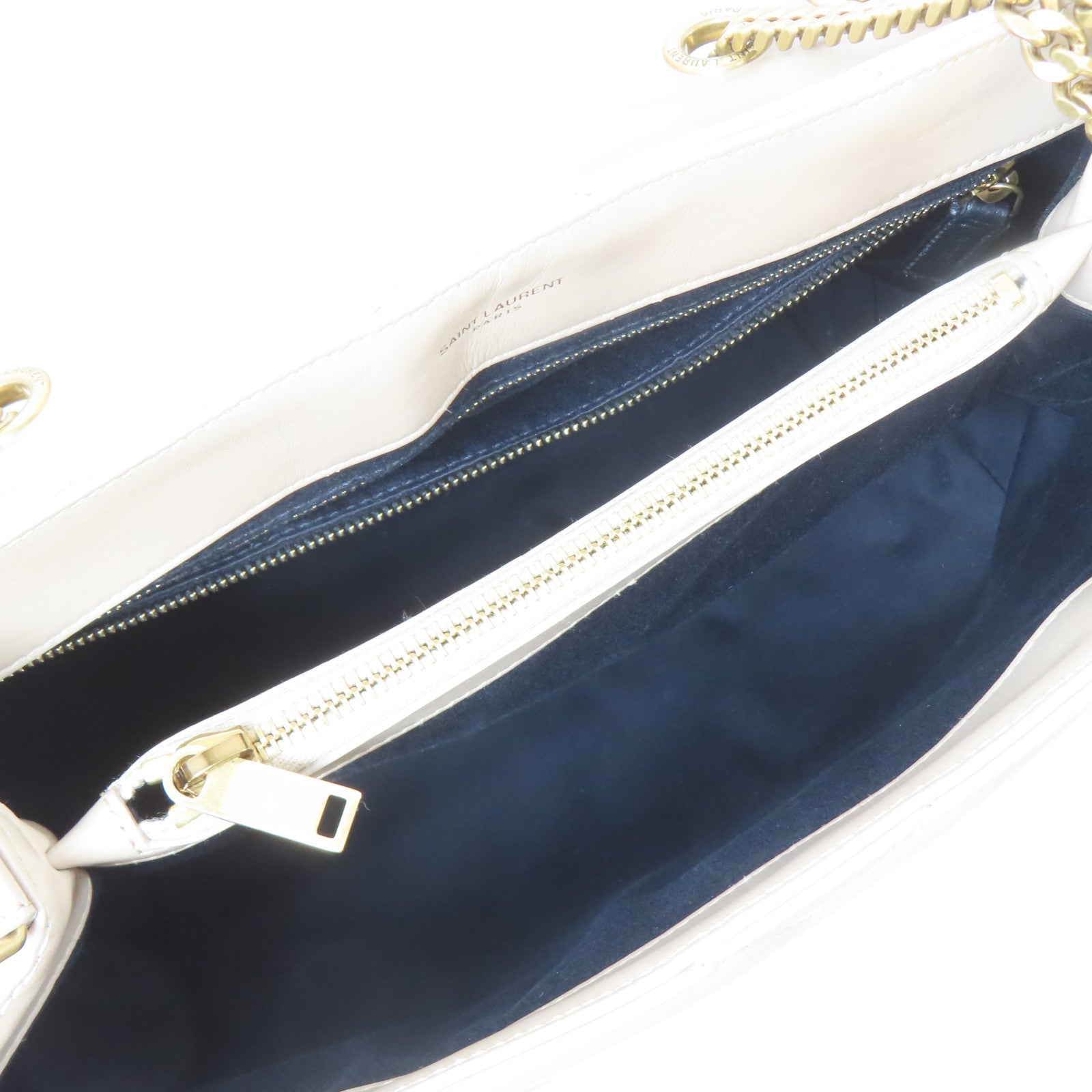 SAINT LAURENT 斜紋牛皮皮革MOON ALMA金扣肩背袋米色
