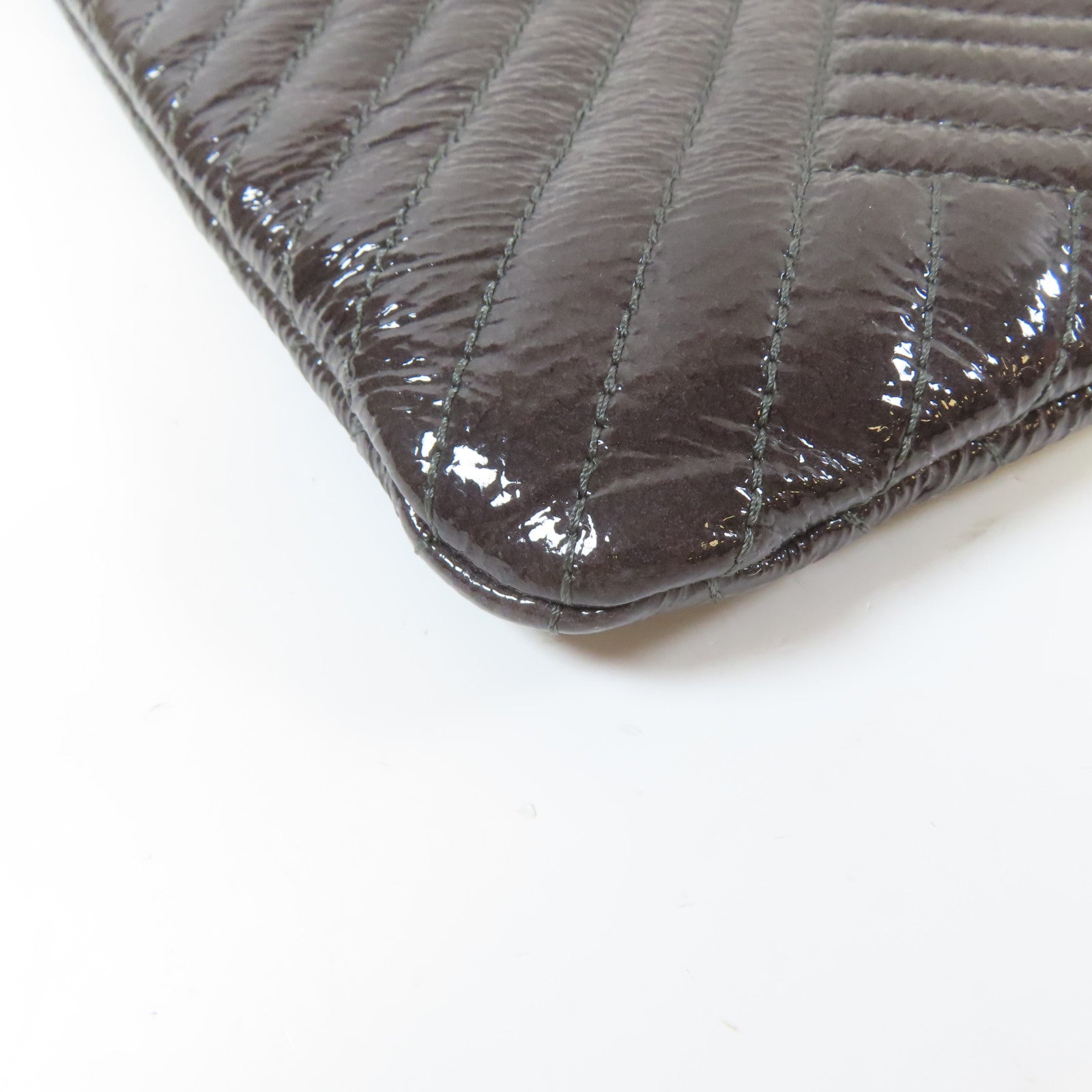CHANEL 漆皮皮革Clutch Bag銀扣手拿包紫色