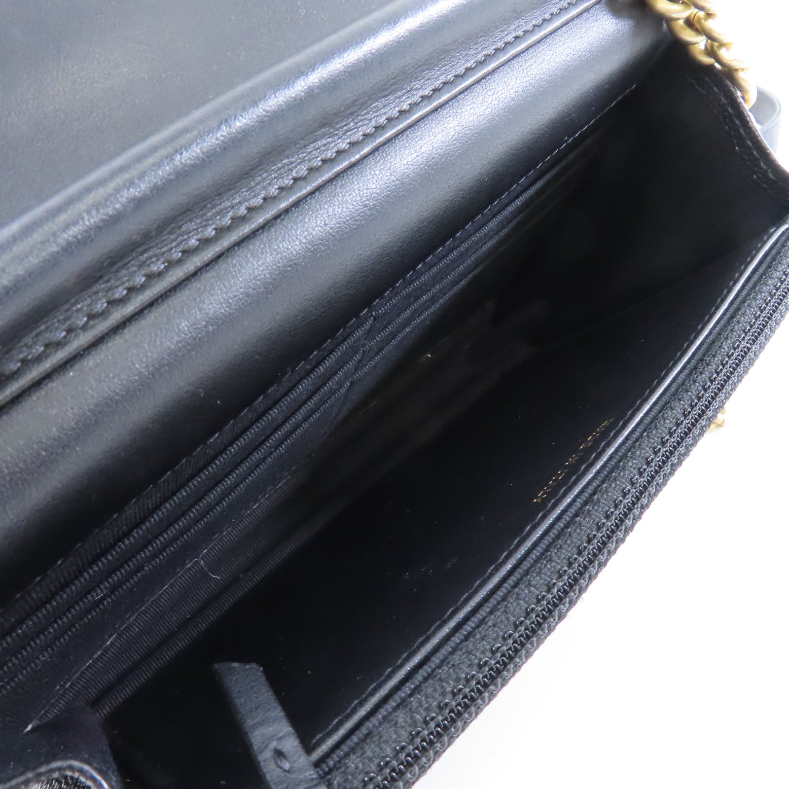 CHANEL 菱格Caviar皮革Boy Wallet On Chain金扣鏈帶肩背袋黑色