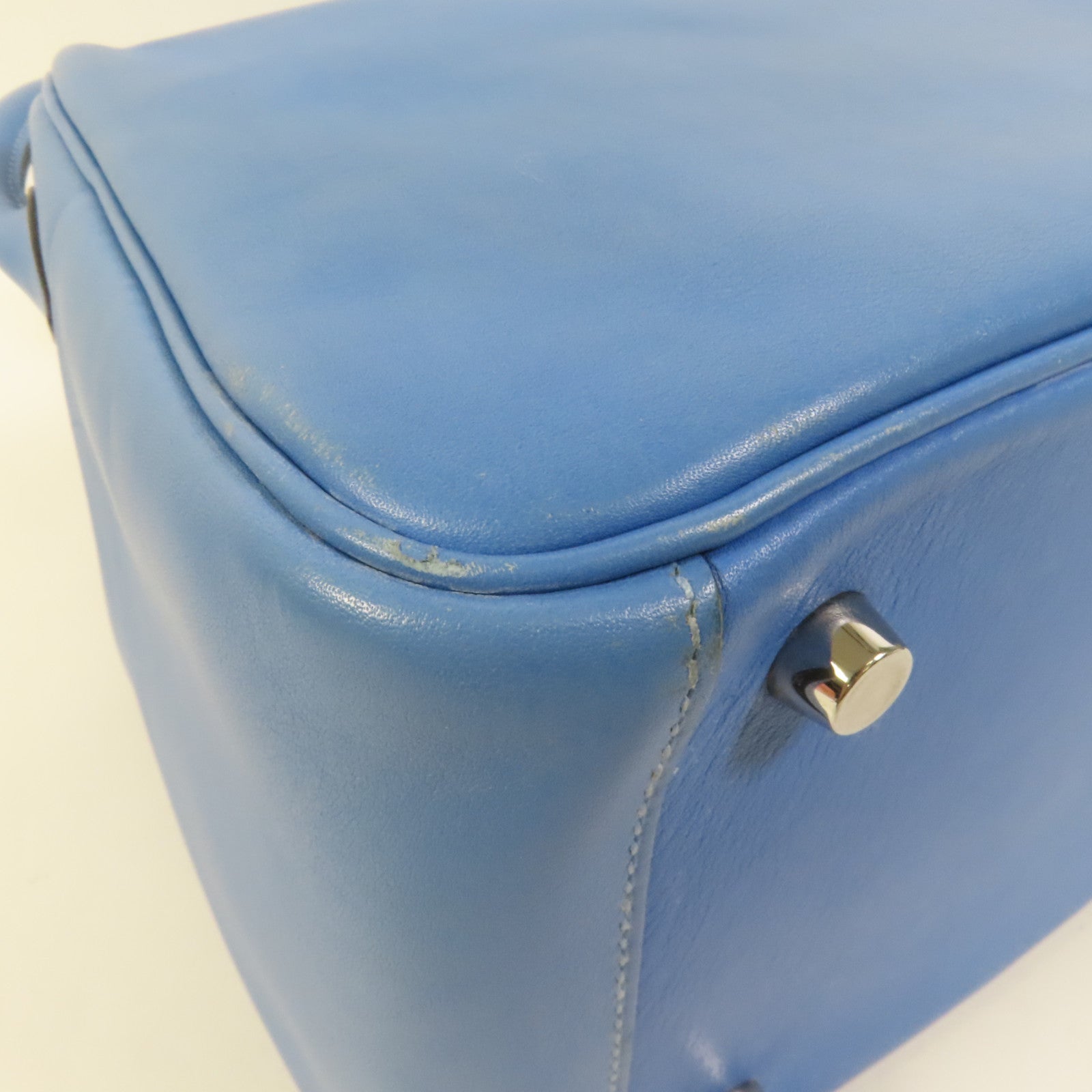 HERMES Swift皮革Lindy 26銀扣手挽肩背兩用袋Bleu Pardis