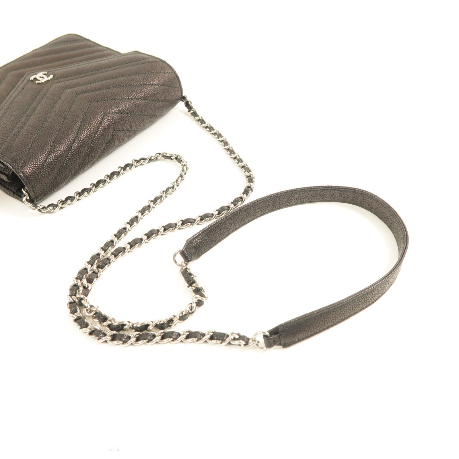 CHANEL 【激減優惠】牛皮皮革Chain Shoulder銨扣鏈帶肩背袋