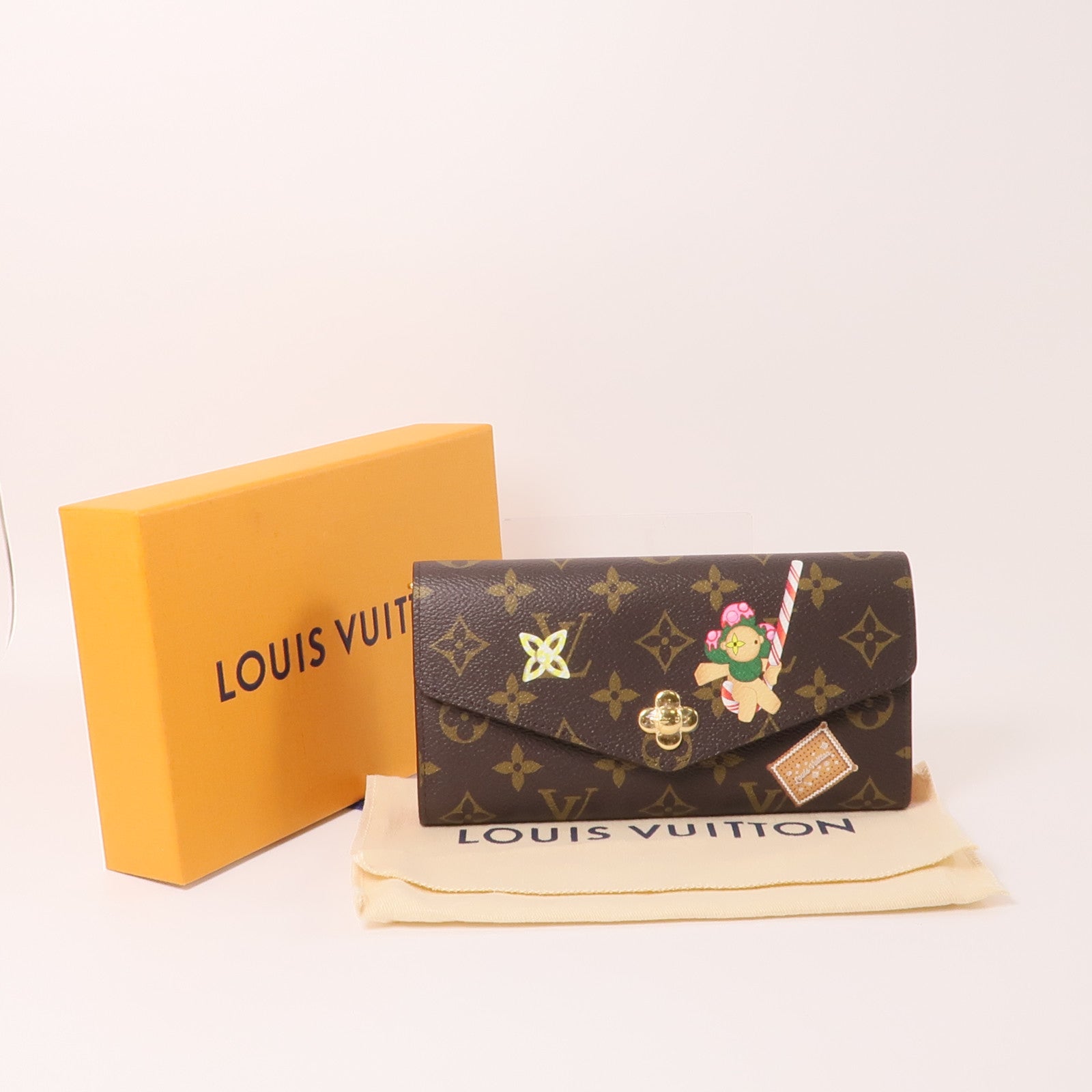LOUIS VUITTON Monogram Sarah Wallet金扣長錢包棕色