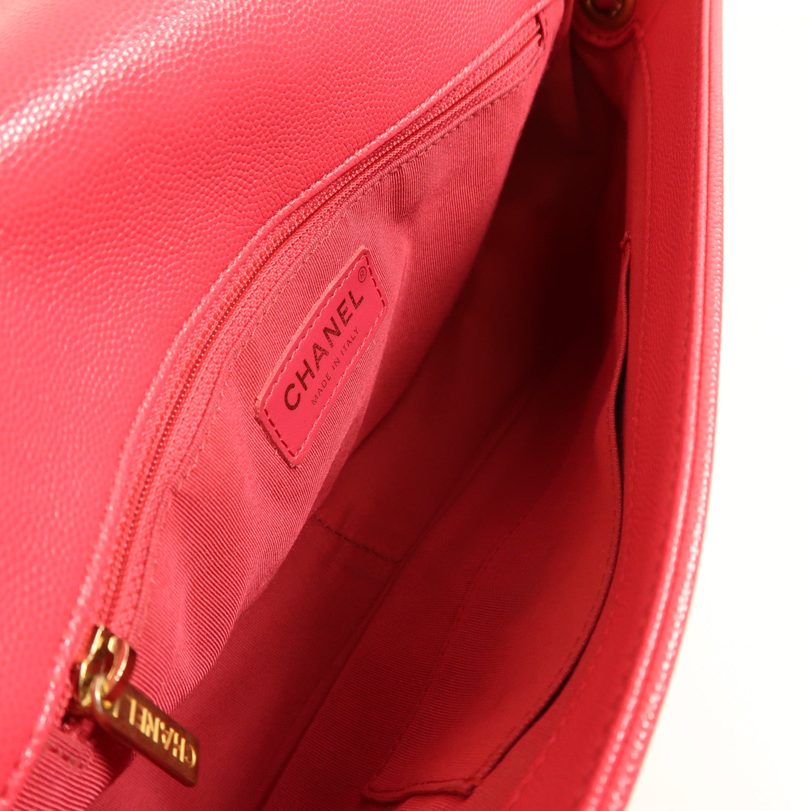 CHANEL 牛皮皮革Shoulder Bag金扣手挽肩背兩用袋粉紅色
