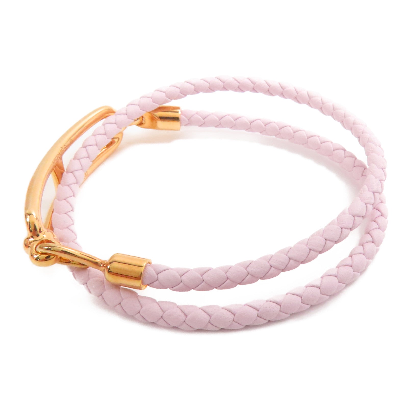 HERMES Swift皮革Roulis Double Tour手鏈Mauve Pale