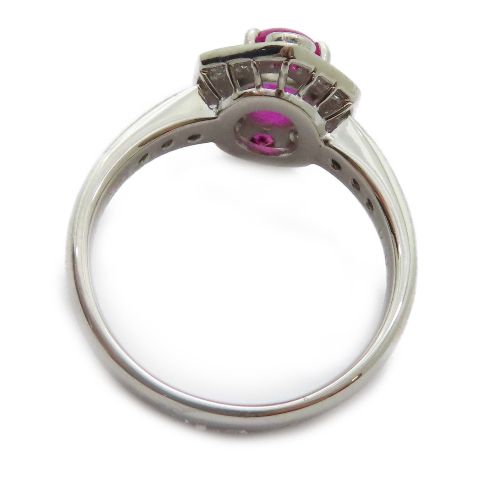 JEWELRY PT900鉑金Pink Sapphire Diamond Ring 1.231ct粉紅藍寶石/0.33ct鑽石戒指US#7.5