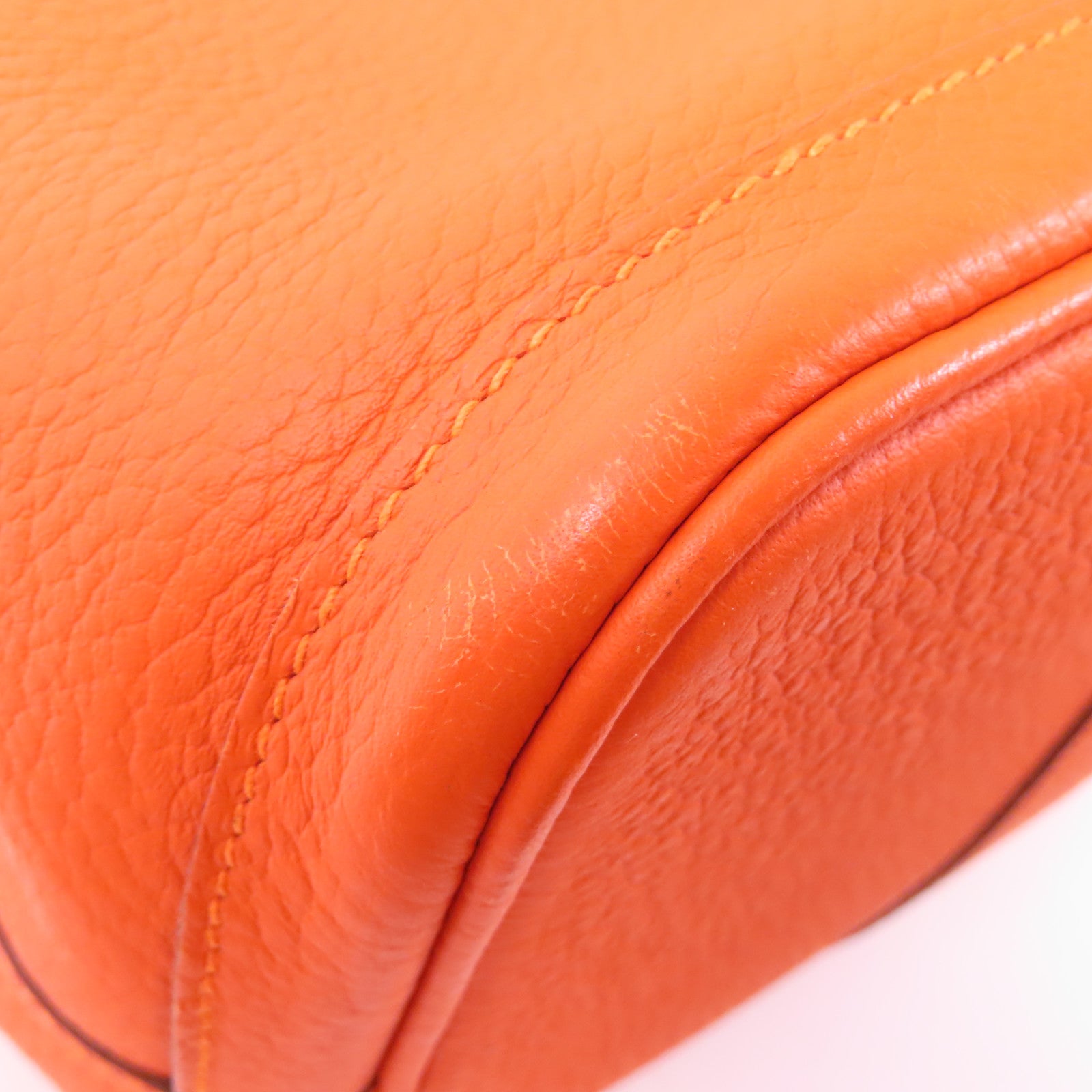 HERMES Country皮革Garden Party PM銀扣手挽袋橙色