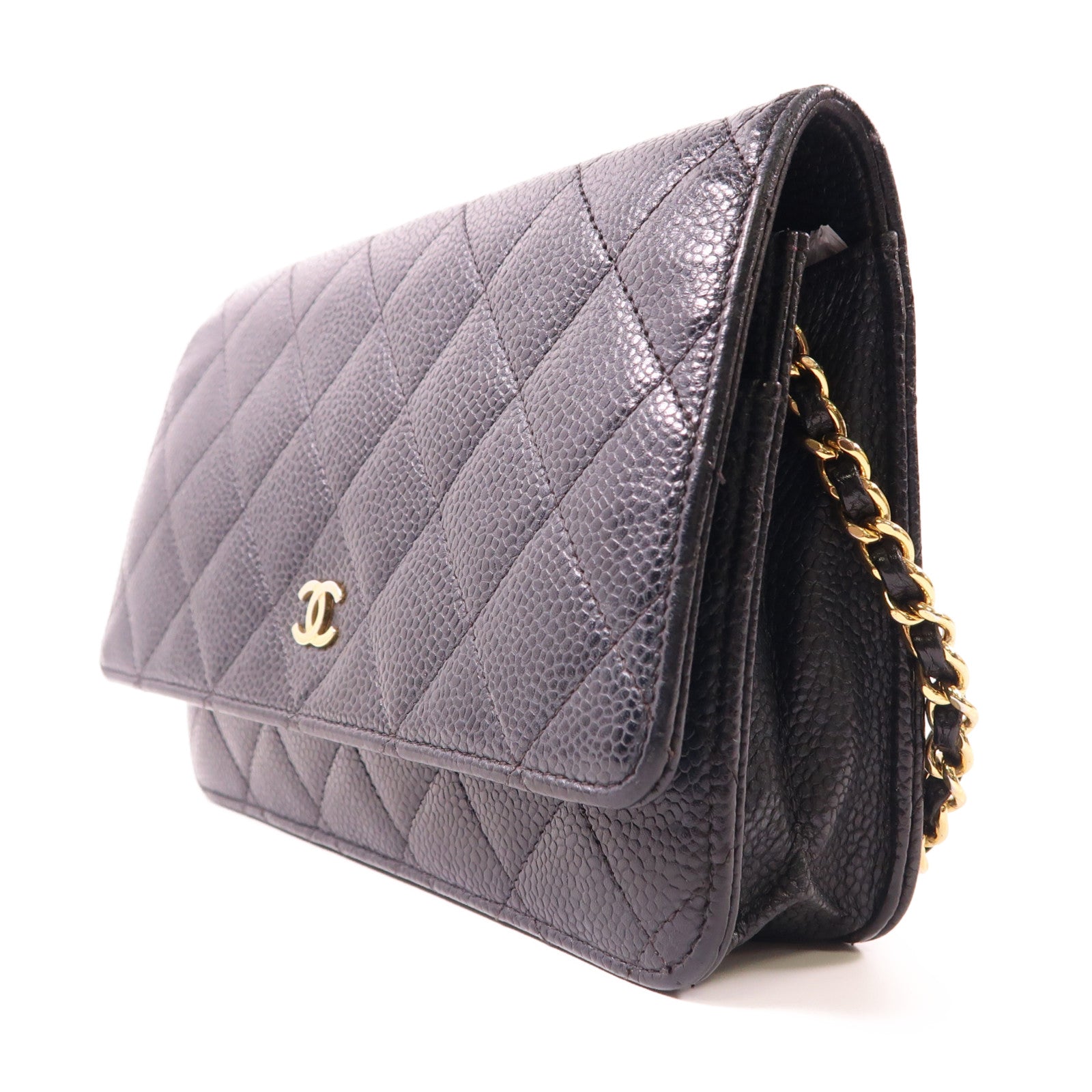 CHANEL 牛皮皮革WOC Wallet On Chain Shoulder Bag金扣鏈帶肩背袋